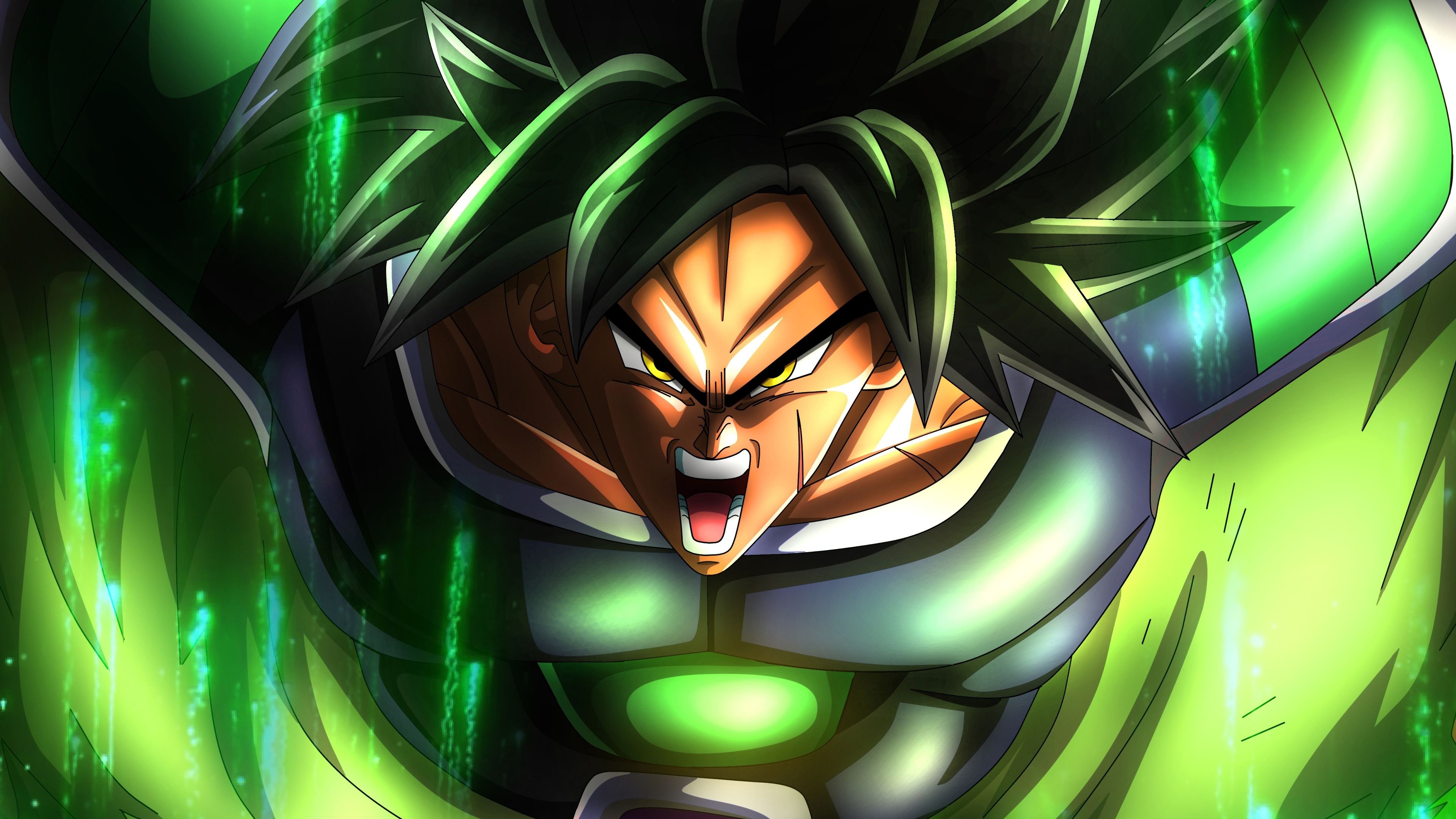 Wrathful Broly, Dragon Ball Super, green ki aura, 4K Desktop wallpaper