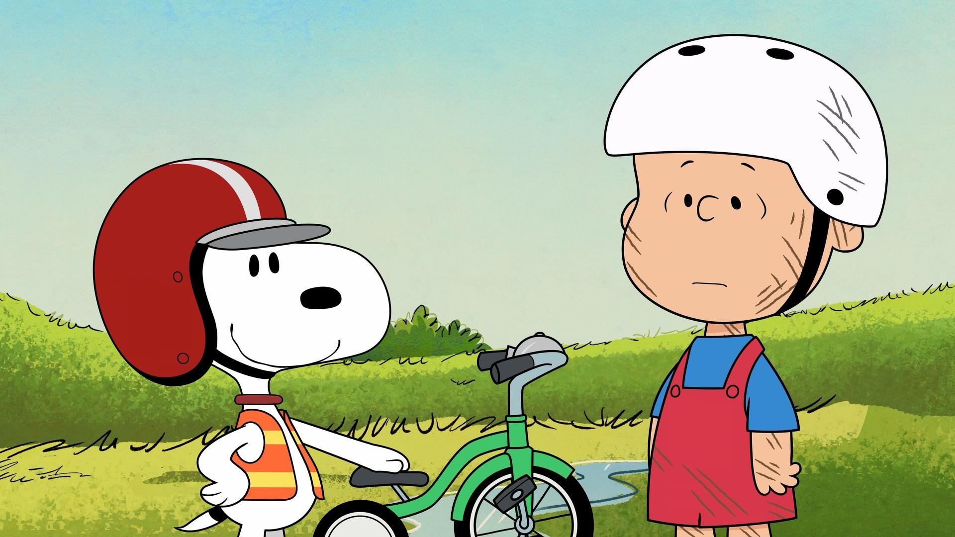 Snoopy, Rerun van Pelt, green bicycle, Full HD Desktop wallpaper