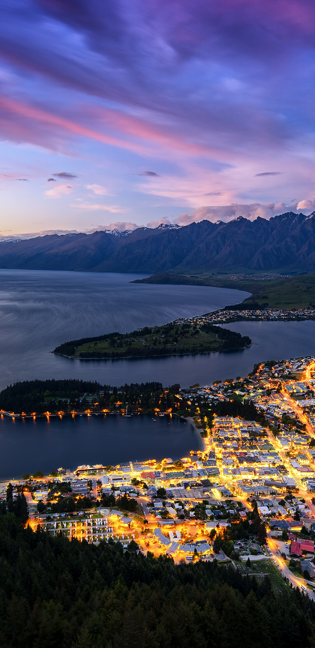 Man-made Queenstown, Urban charm, Vibrant city, Adventure hub, 1080x2220 HD Phone