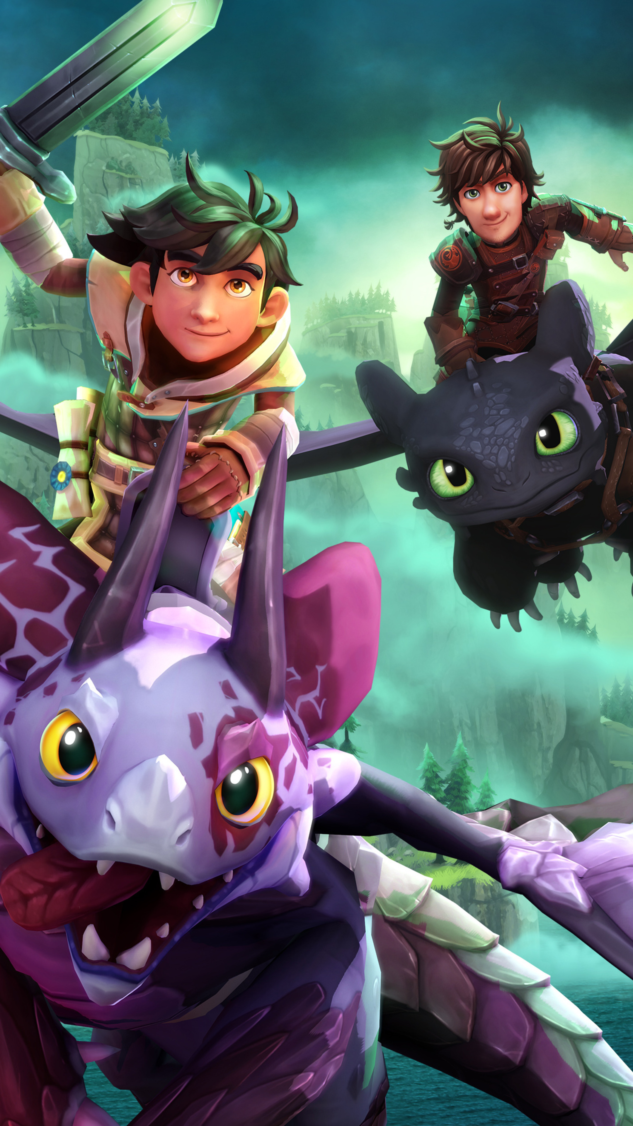 DreamWorks movies, DreamWorks Dragons, Dawn of New Riders, Sony Xperia, 2160x3840 4K Phone