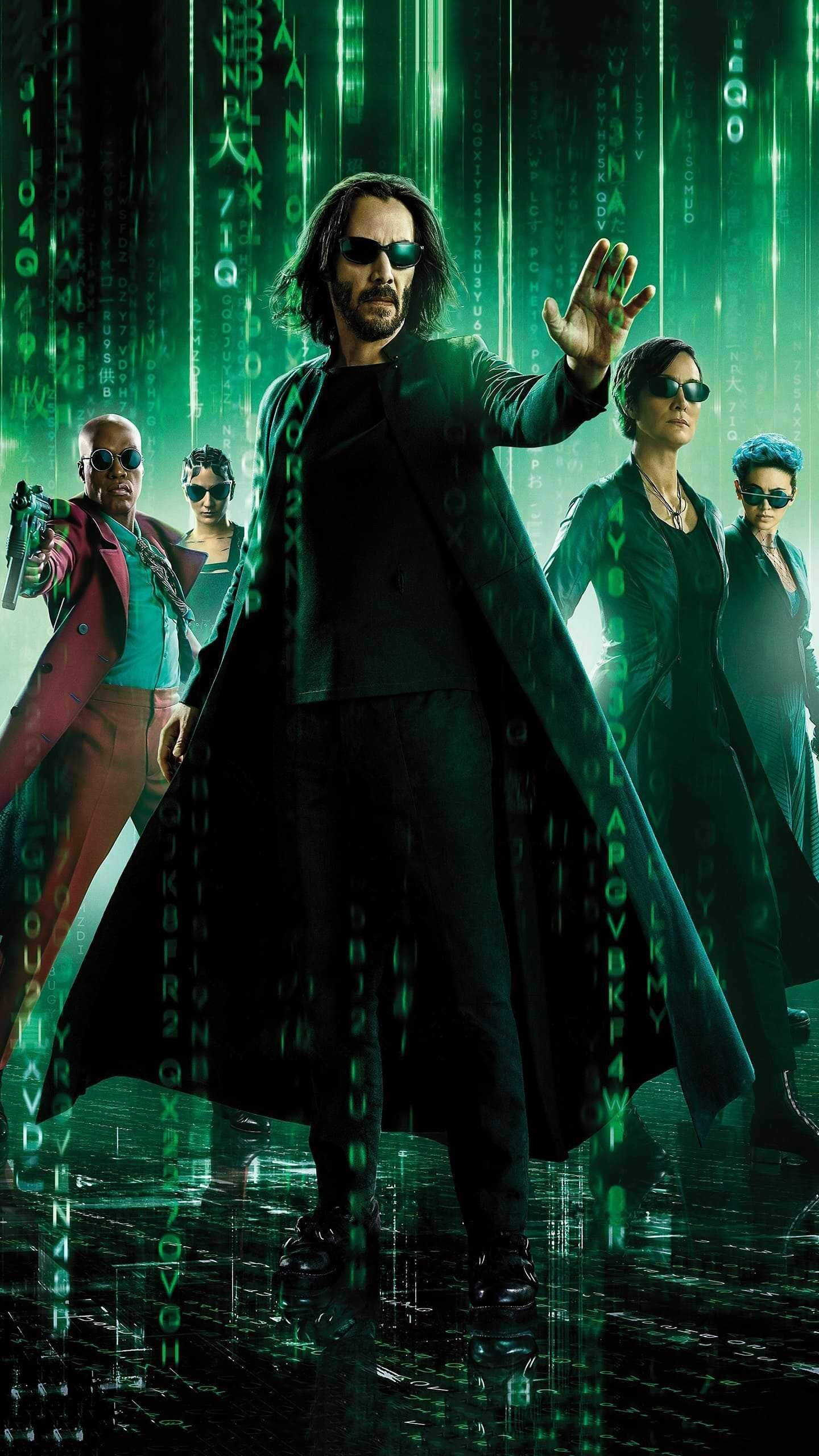 The Matrix Resurrections, Film featuring Keanu Reeves, Matrix franchise, Comic book adaptation, 1440x2560 HD Phone