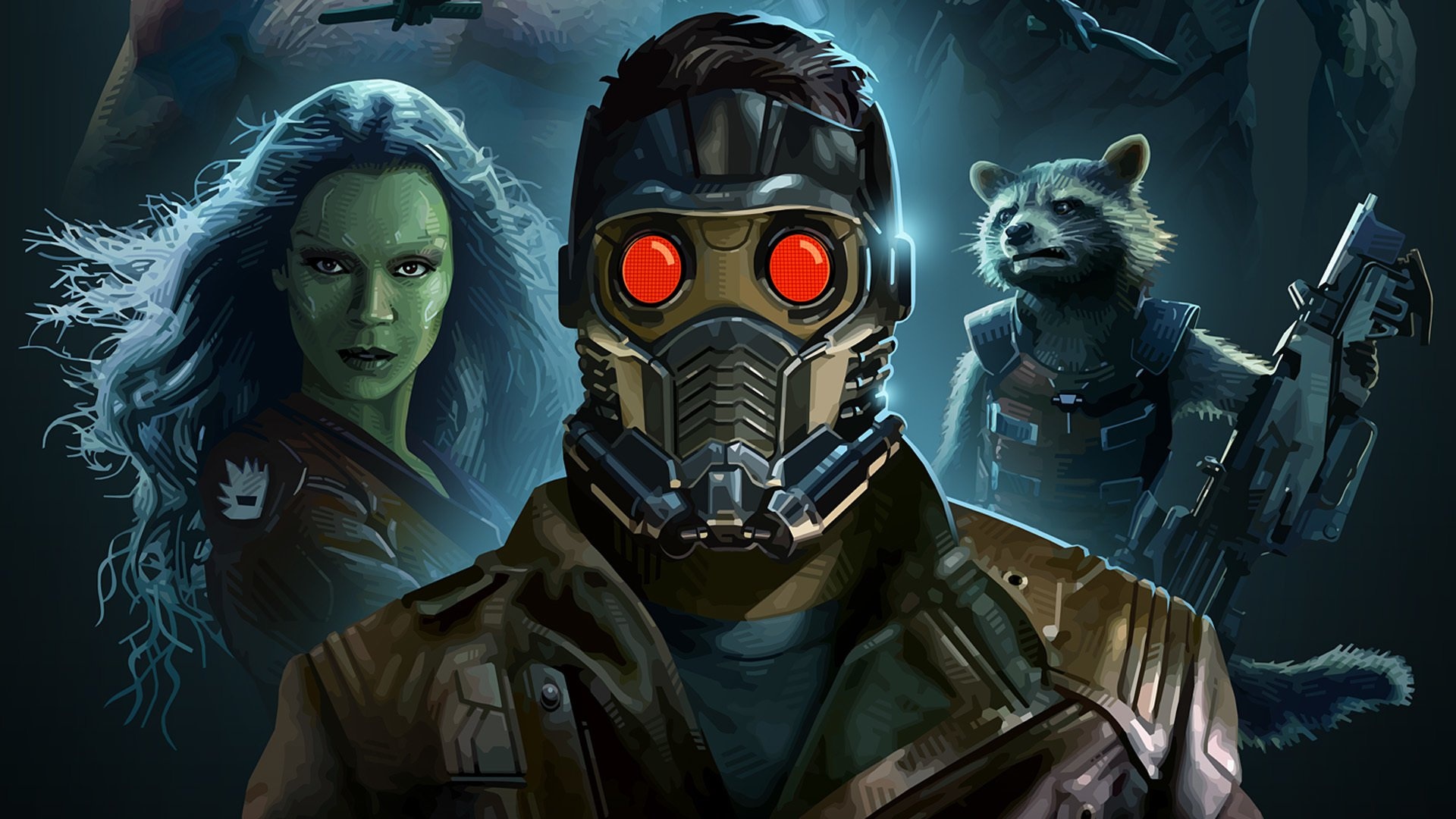 Gamora, Rocket Raccoon, Iconic characters, Stellar wallpaper, 1920x1080 Full HD Desktop