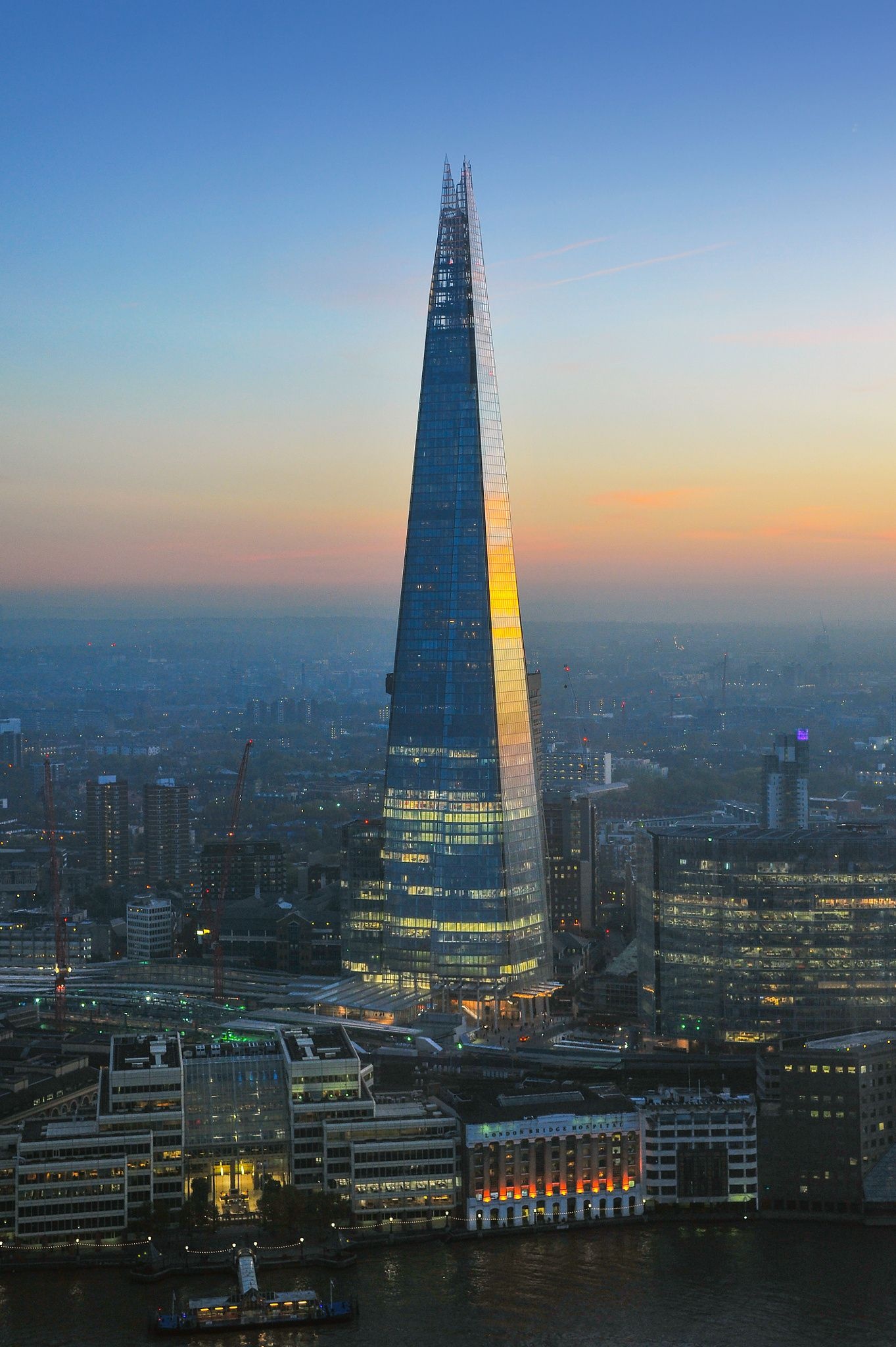 The Shard, Night view, London buildings, Landmarks, 1370x2050 HD Phone