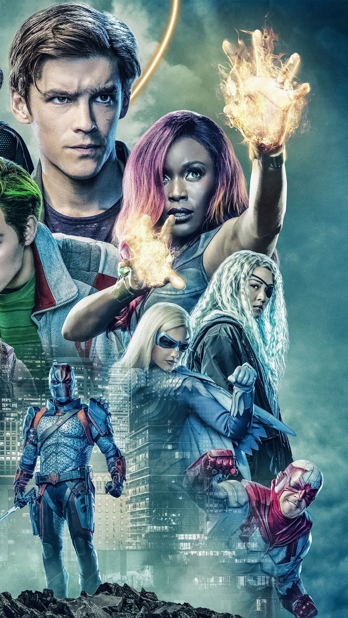 Titans TV series, DC Comics wallpapers, Dynamic backgrounds, Superhero visuals, 1440x2560 HD Phone