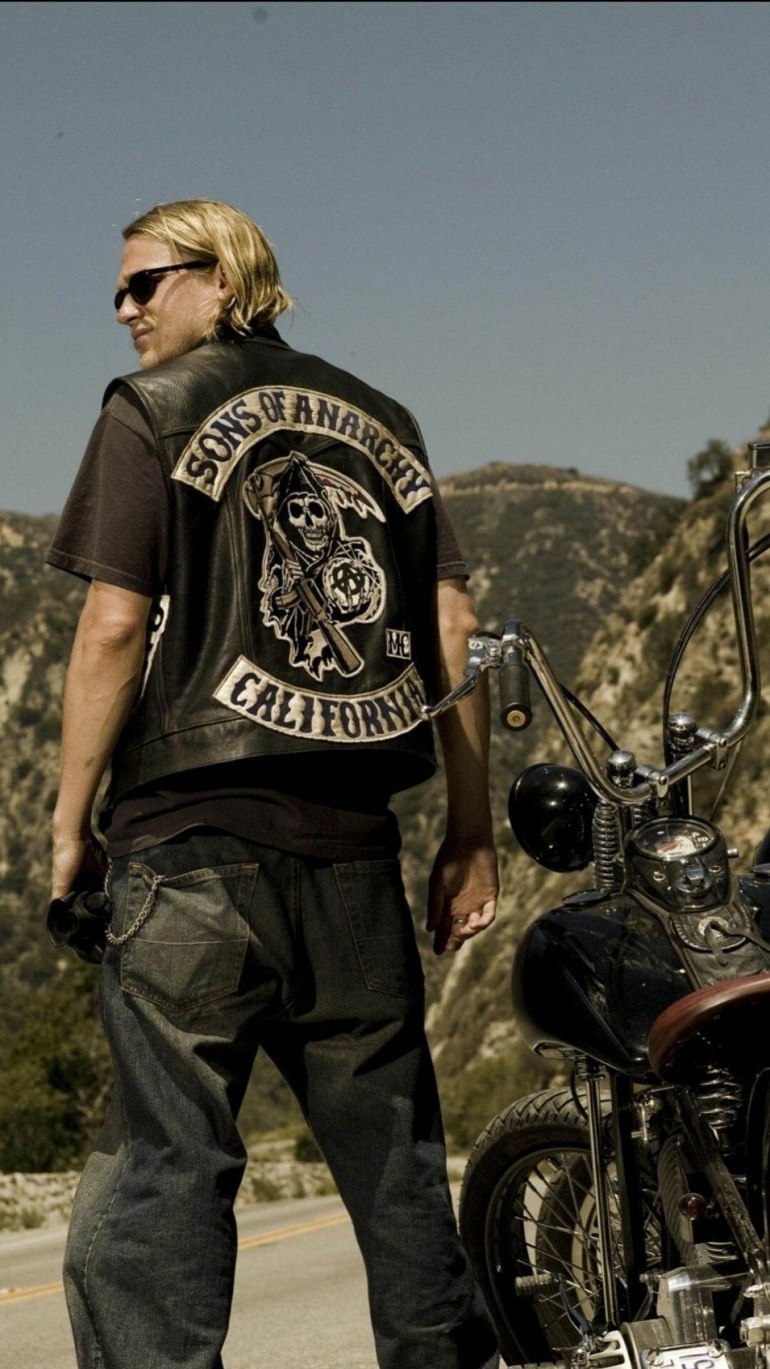 Jax Teller, Sons of Anarchy kutte, Harley-Davidson motorcycle, Full HD Phone wallpaper
