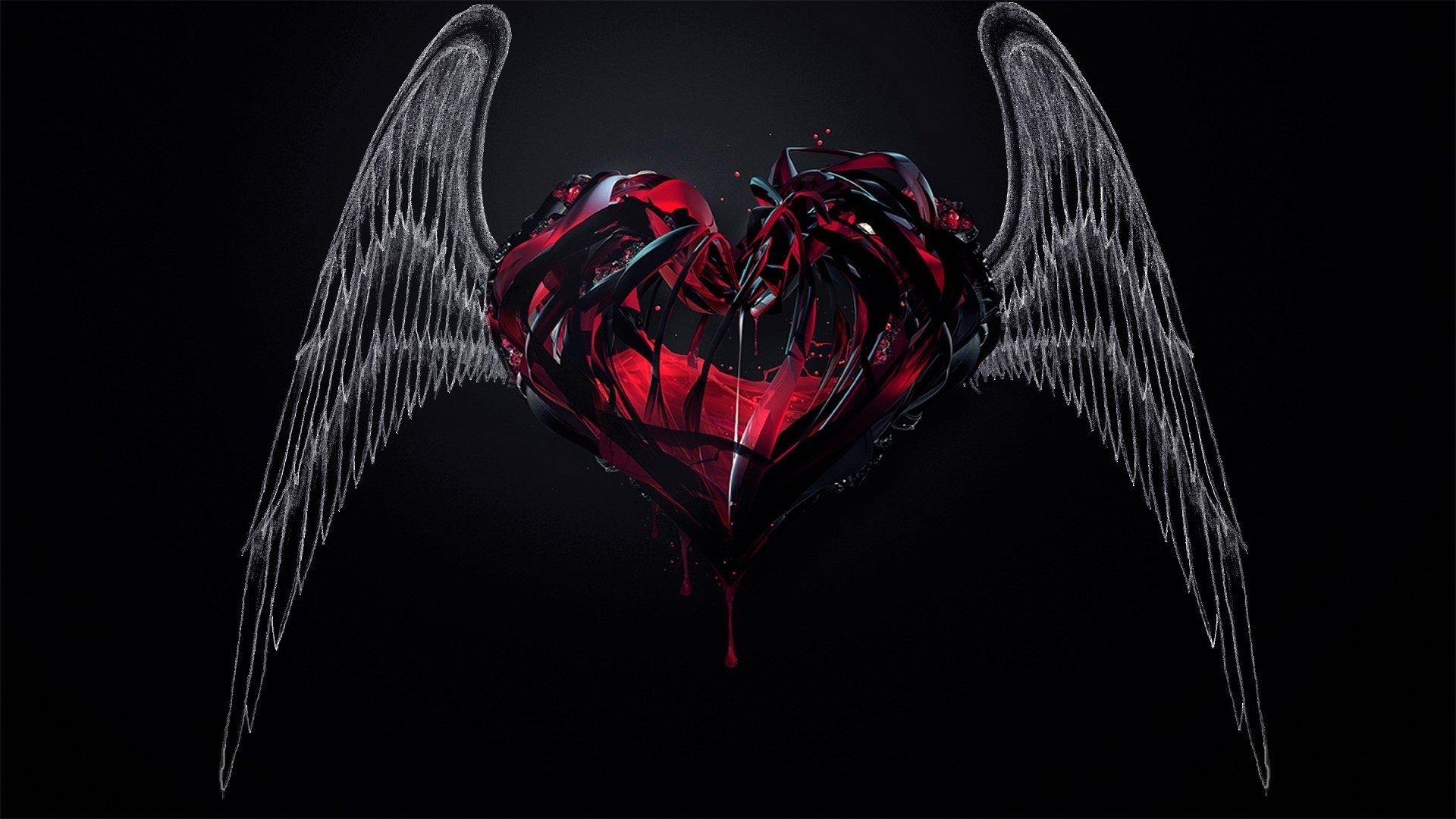 Heart With Wings, HD wallpaper, Vibrant background, Heart illustration, 1920x1080 Full HD Desktop