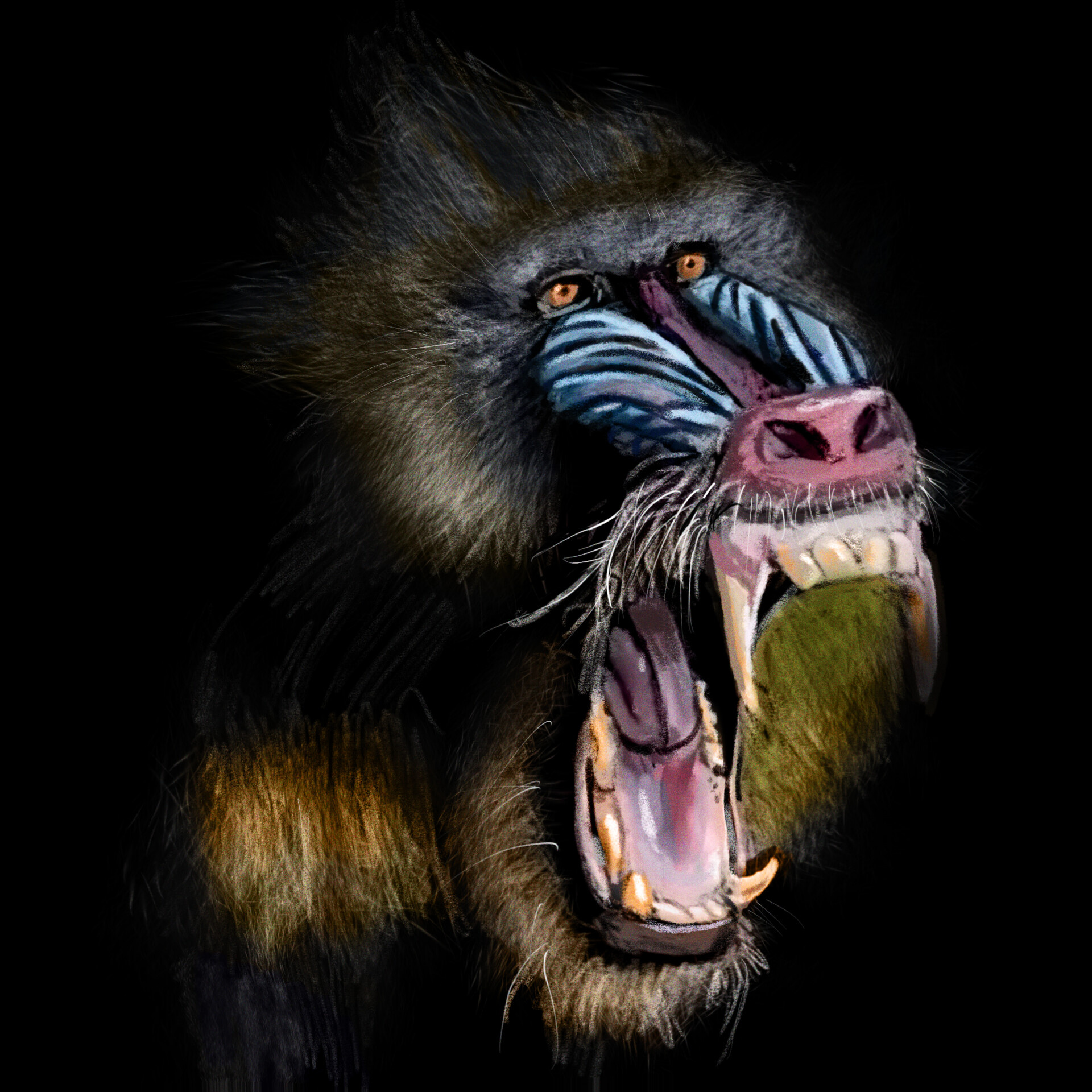 Playful baboon clan, Happy baboon art, African wildlife, Jungle adventure, 1920x1920 HD Phone