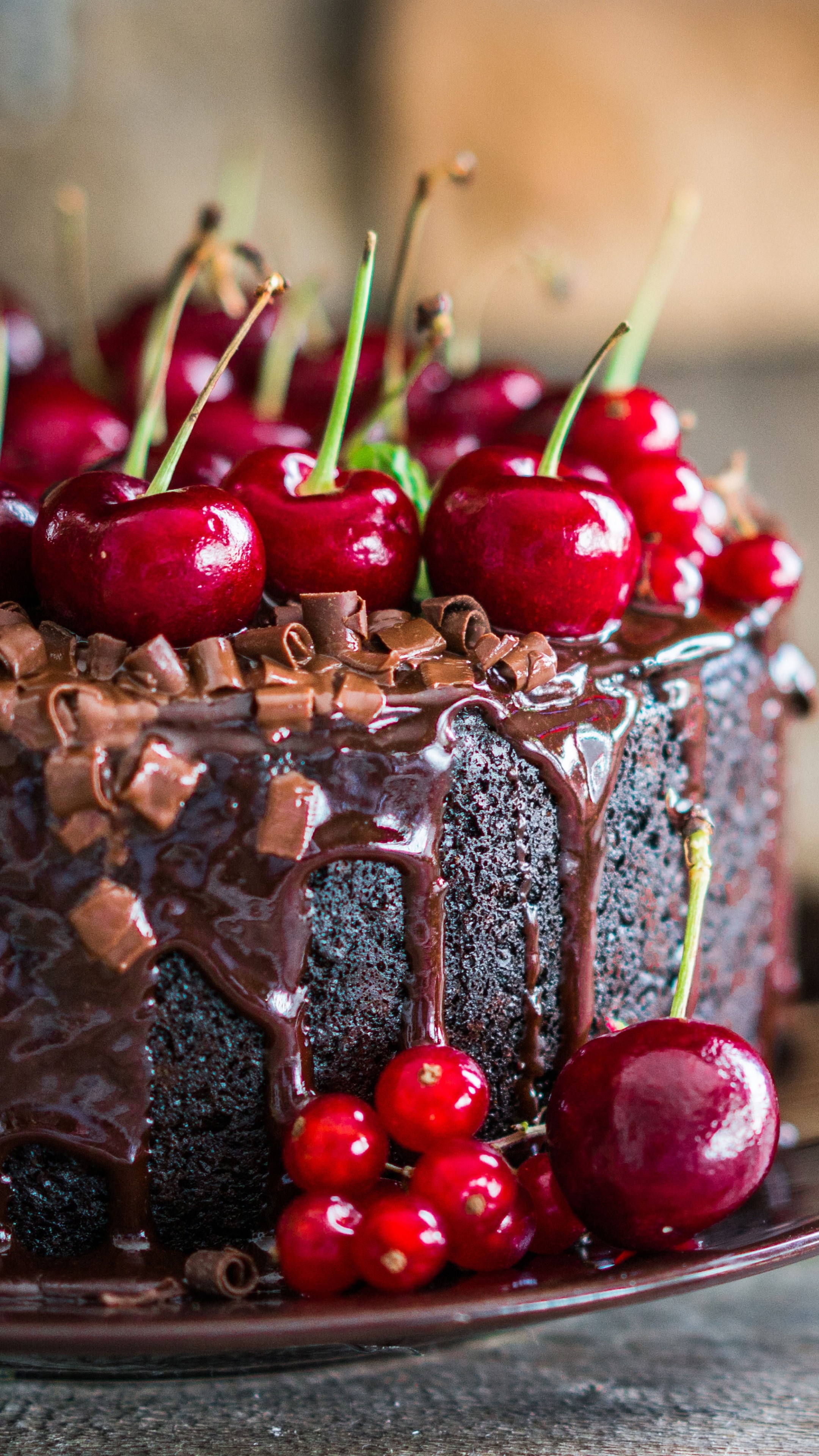 Indulgent cake, Chocolate cherry delight, Mouthwatering recipe, Decadent dessert, 2160x3840 4K Phone