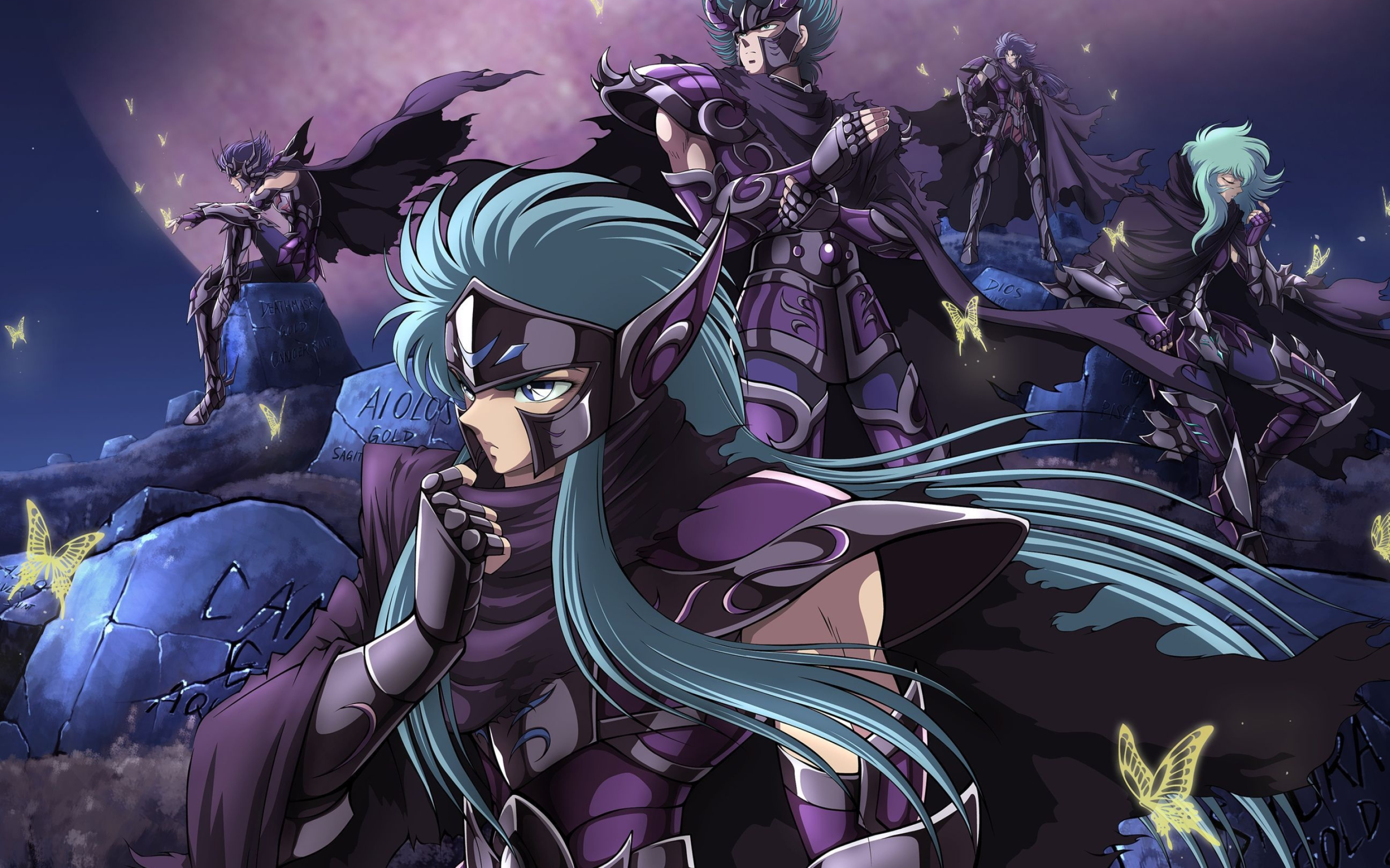 Aquarius Camus, Capricorn Shura, Pisces Aphrodite, Gemini Saga, Surplice armor, HD Desktop wallpaper