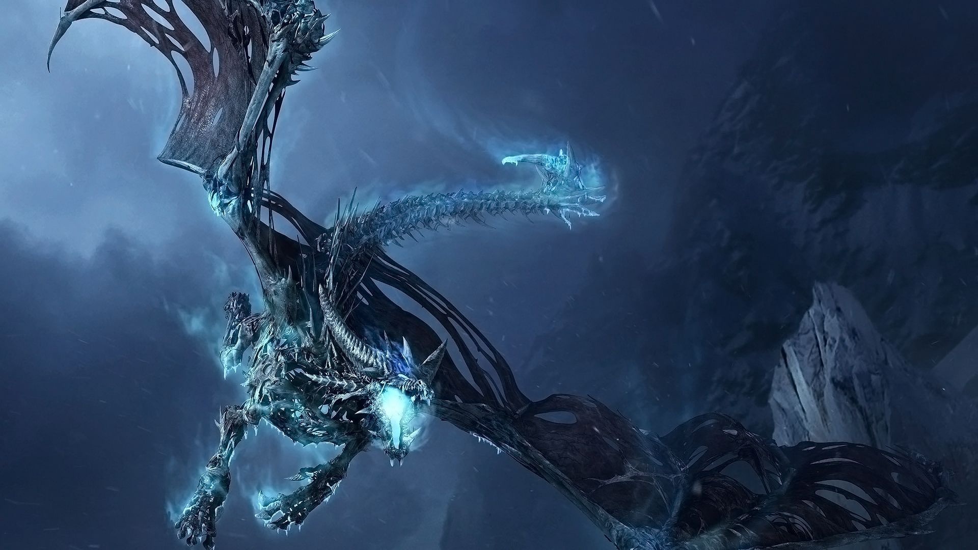 Ice Dragon, World of Warcraft, Epic fantasy, Digital art, 1920x1080 Full HD Desktop