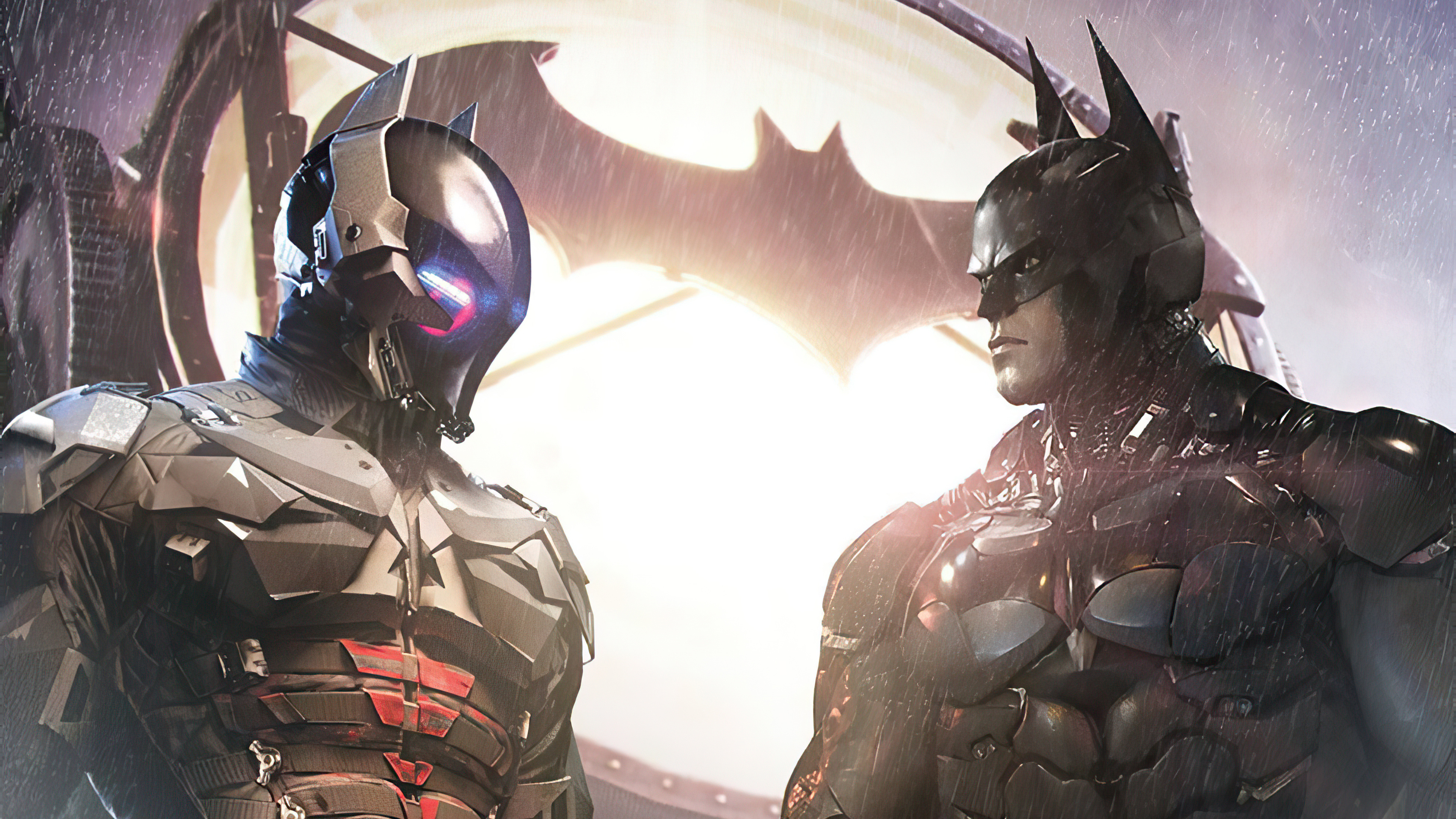 Arkham Knight, Batman, Glowing Bat-Signal, 4K Desktop wallpaper