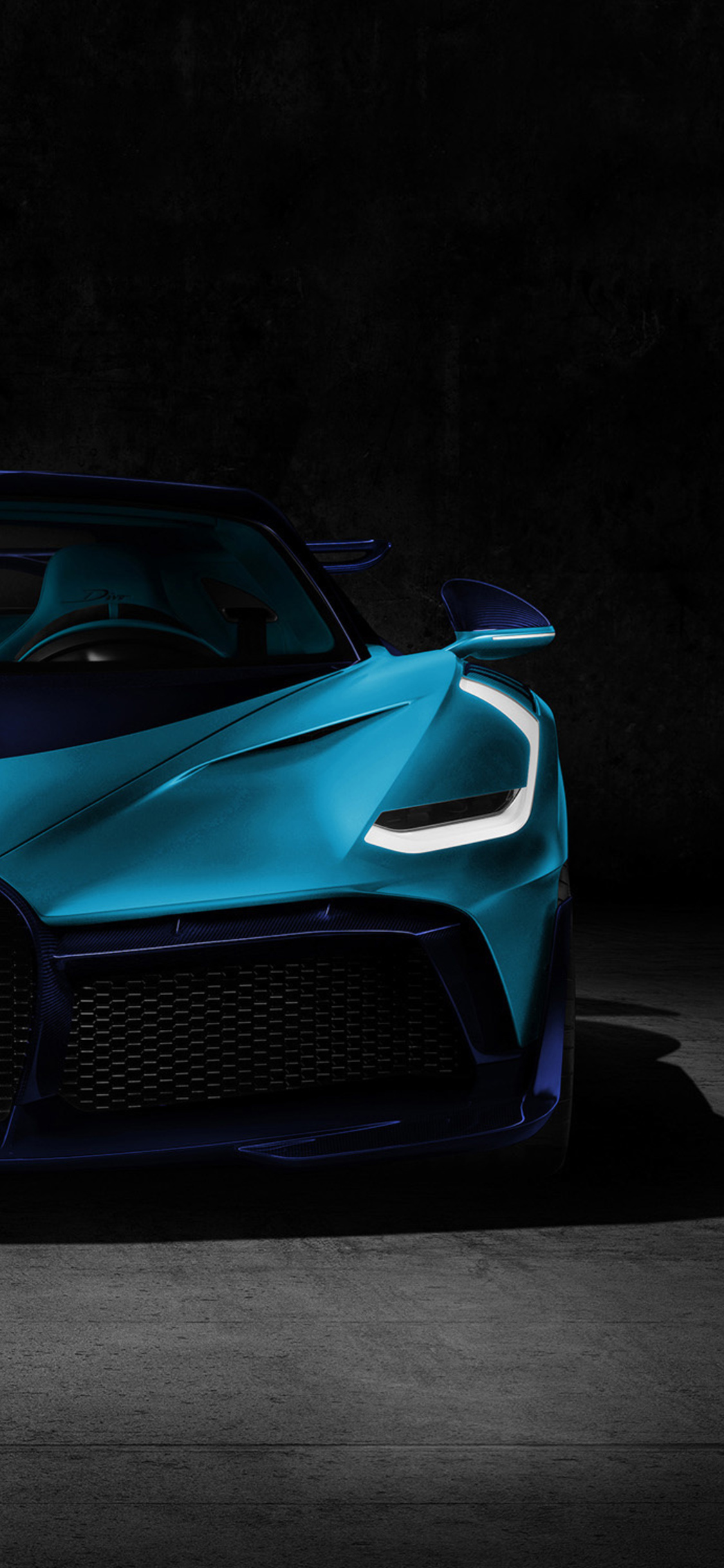 Bugatti Divo, C-shaped LED headlight, dark studio, HD Phone wallpaper