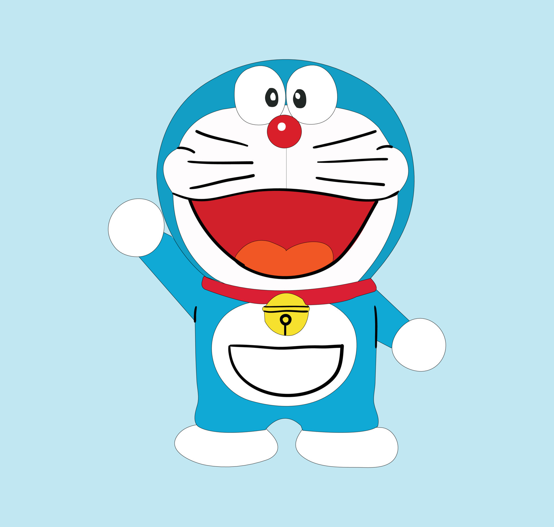 Doraemon, yellow bell collar, four-dimensional pocket, HD Desktop wallpaper