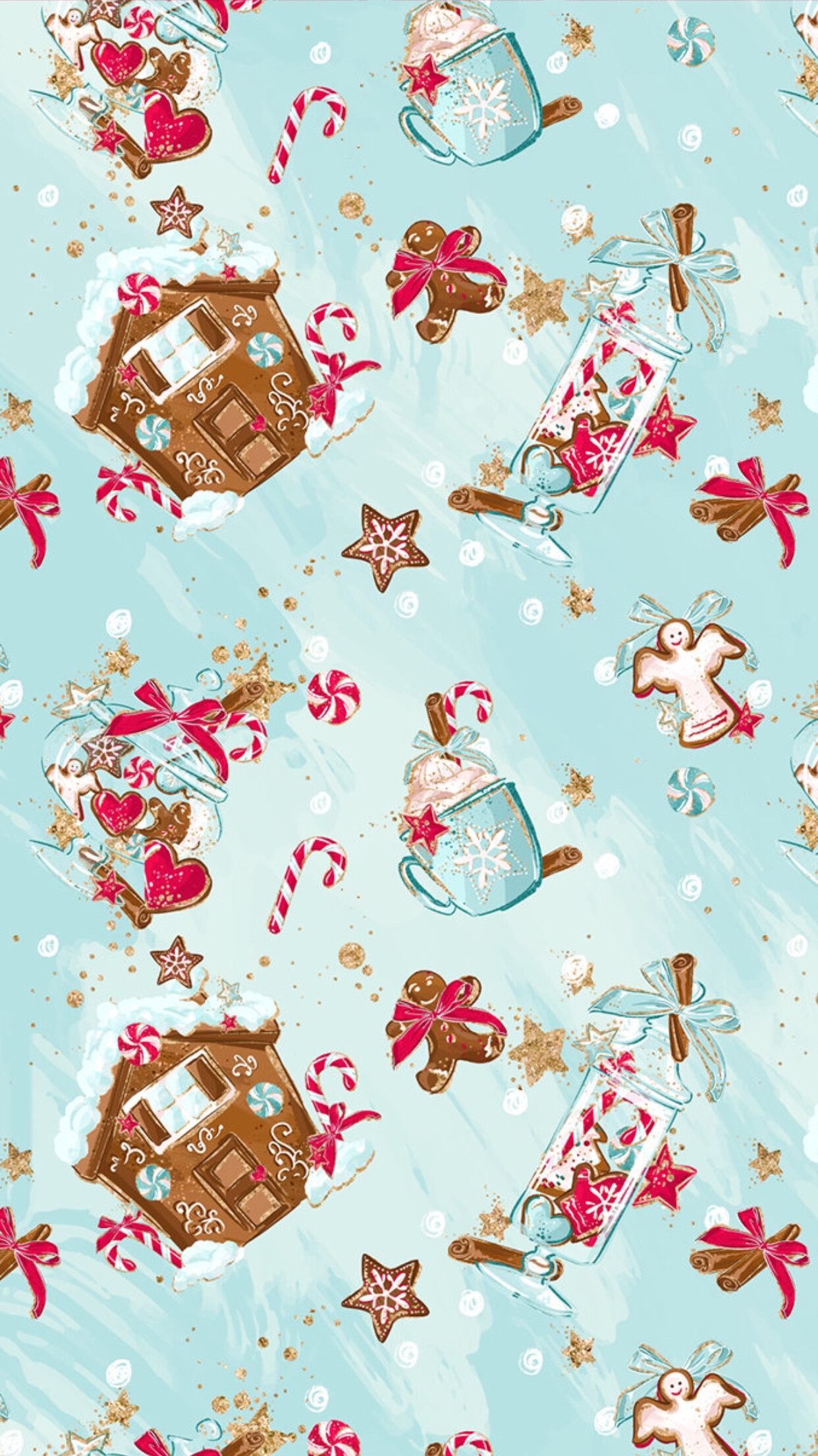 Kawaii gingerbread, Cute wallpapers, Festive backgrounds, Adorable designs, 1250x2210 HD Phone