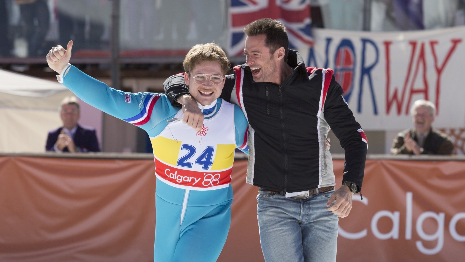 Eddie the Eagle, Taron Egerton, Hugh Jackman, Inspiring true story, 1920x1080 Full HD Desktop