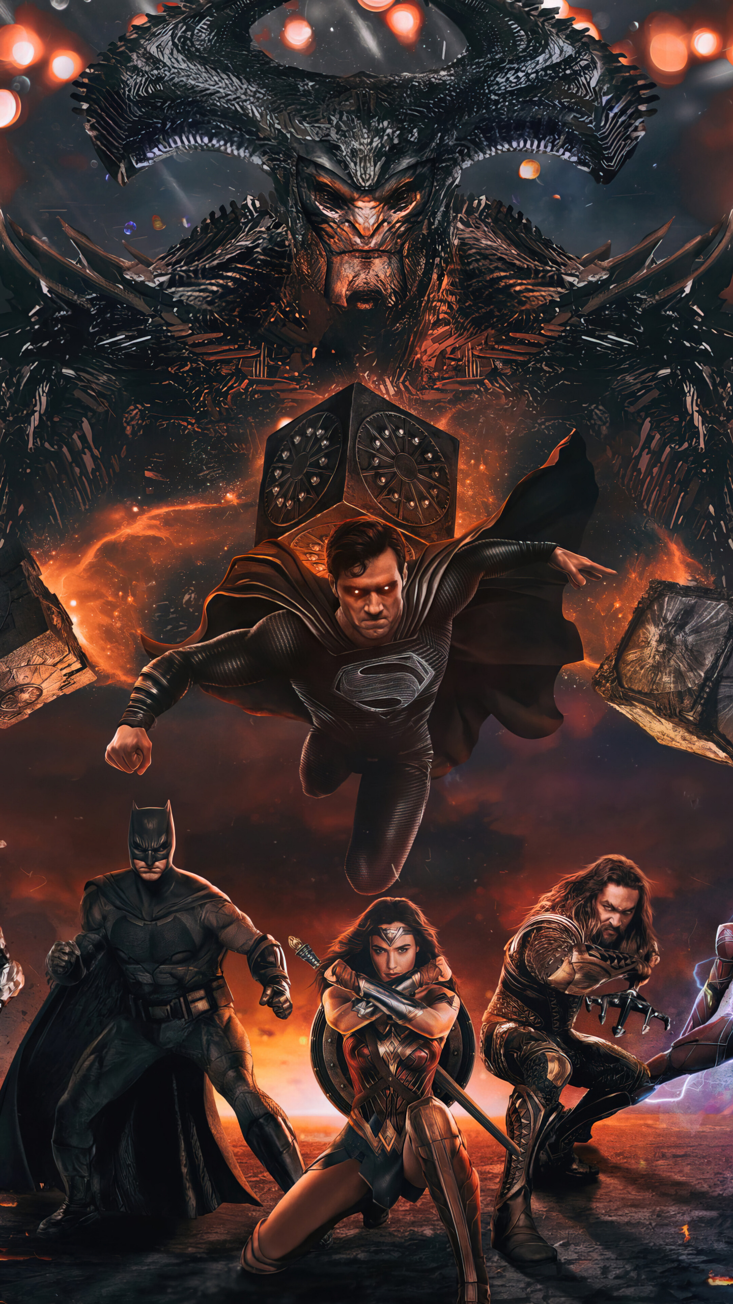 Steppenwolf, Superman Black Suit, Justice League 2021, Mobile, 1440x2560 HD Phone