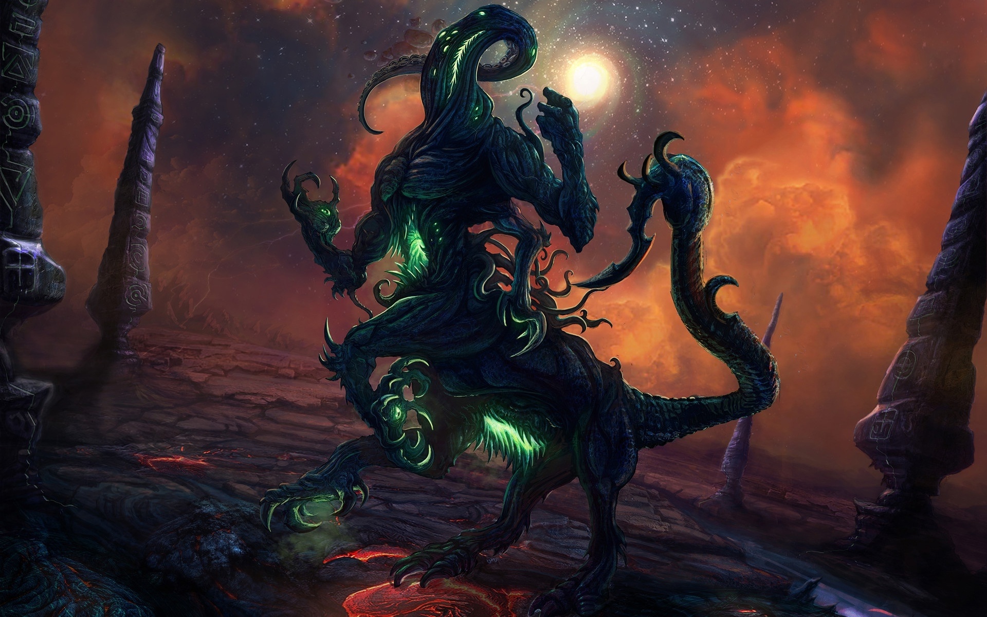 Centaur monster artwork, Nebula lava galaxy, High-quality wallpapers, Cosmic fantasy, 1920x1200 HD Desktop