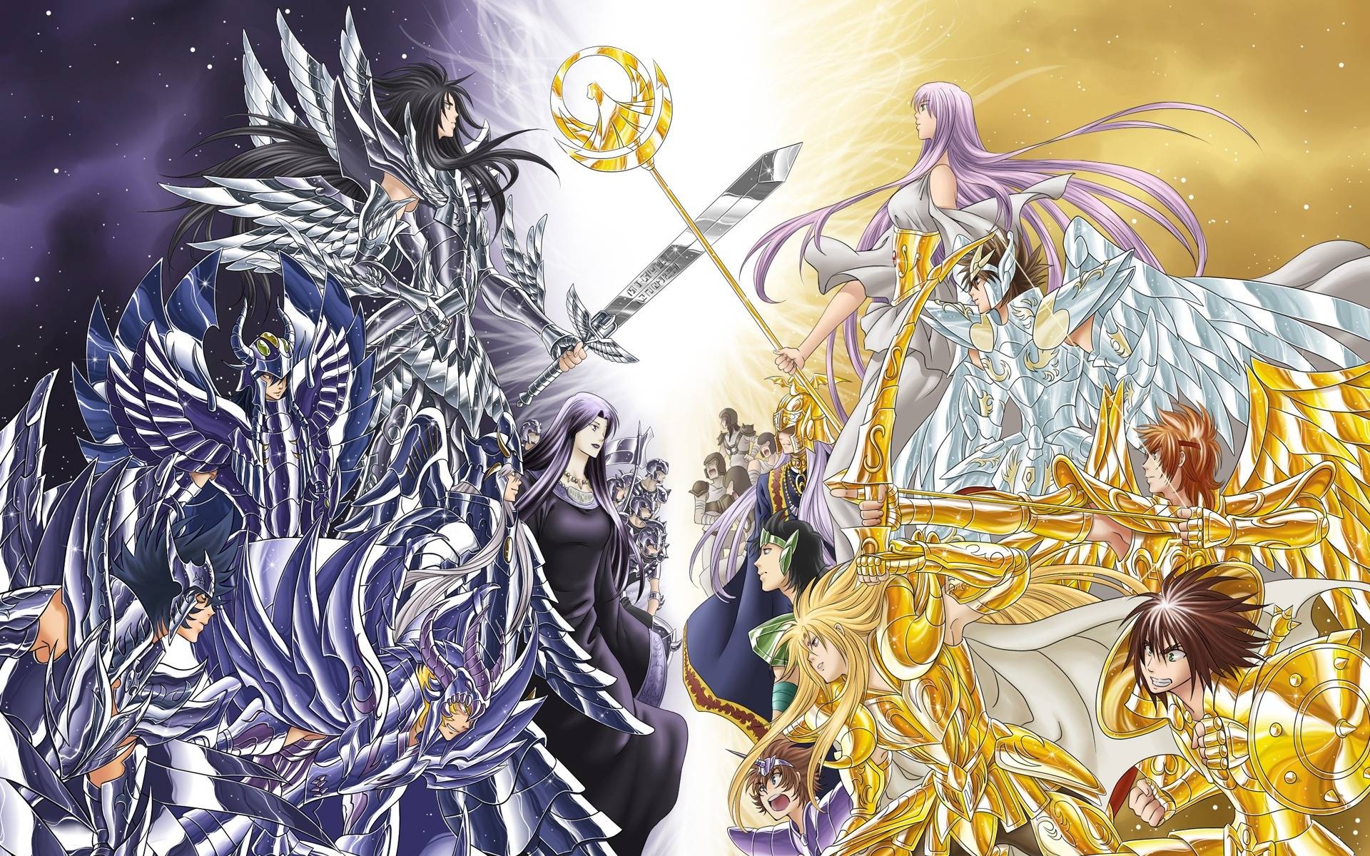 Hades, Athena, Pegasus Seiya, Pandora, Gold Saints, HD Desktop wallpaper