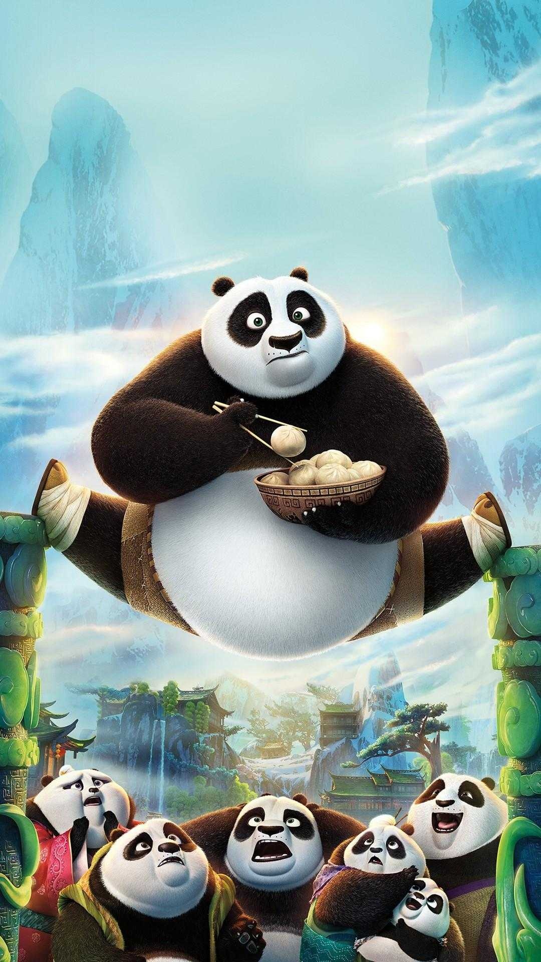 Kung Fu Panda, Artistic wallpaper, Colourful characters, Animated joy, 1080x1920 Full HD Phone