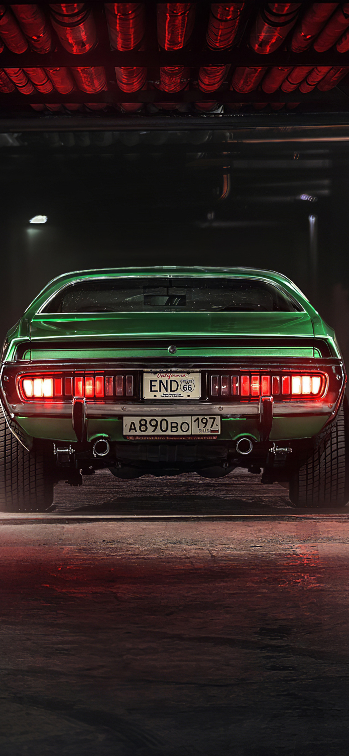 1971 Dodge Charger, illuminated red taillights, dark underground garage, HD Phone wallpaper