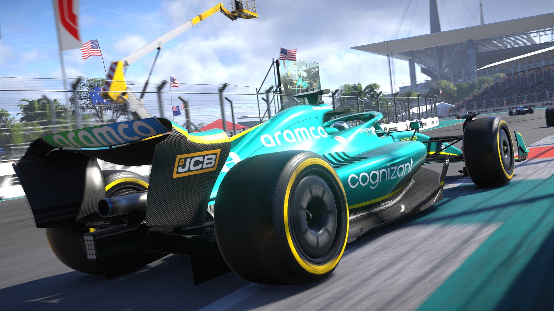 Aston Martin AMR22 F1 car, Miami International Autodrome, F1 22 video game, Full HD Desktop wallpaper