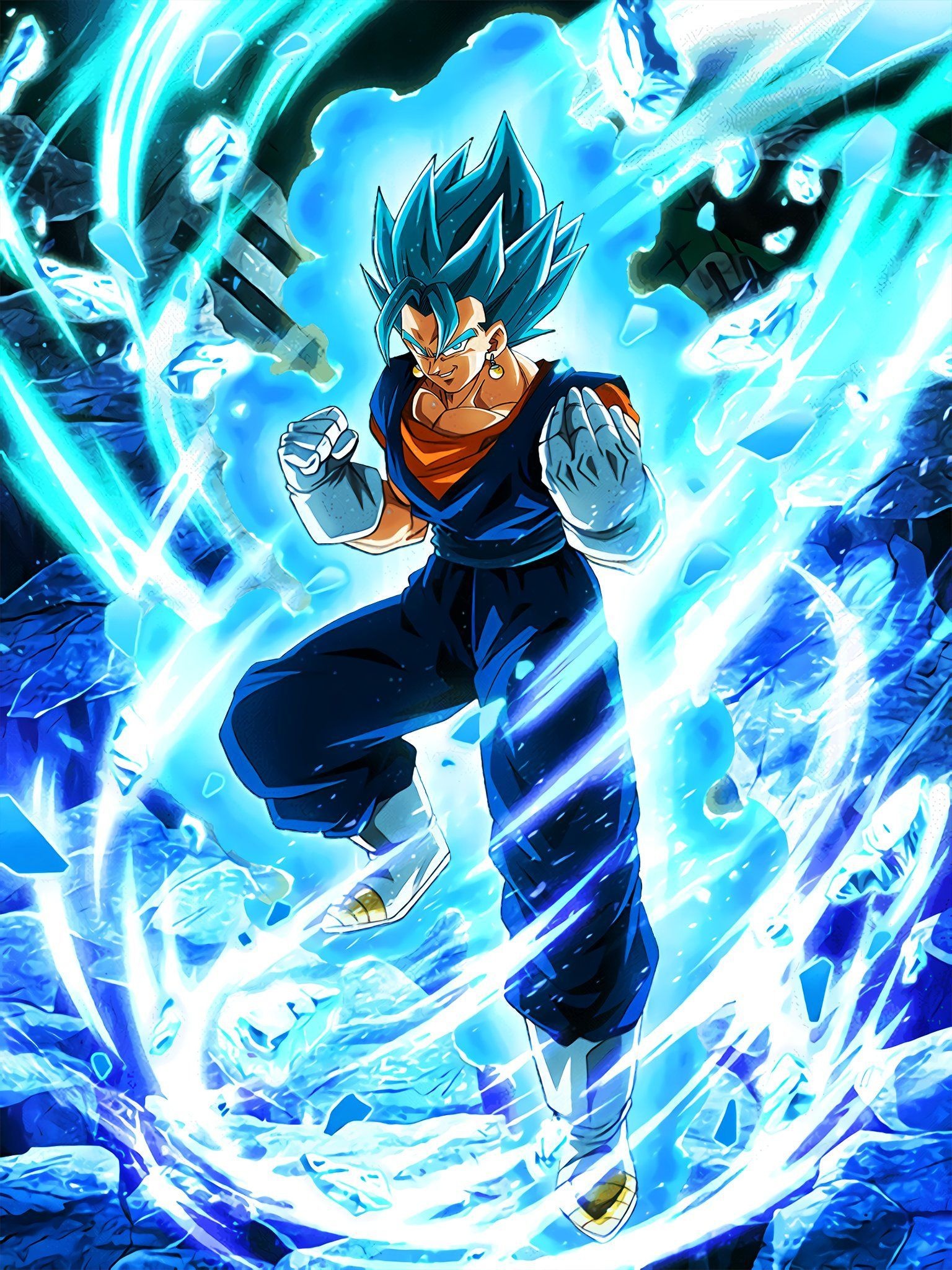 Super Saiyan Blue Vegito, Potara fusion earrings, Cyan ki energy aura, HD Phone wallpaper