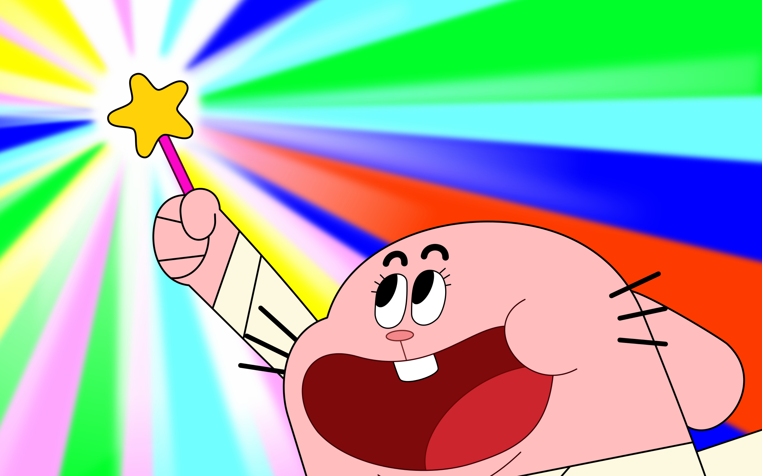 Richard Watterson, star magic wand, rainbow sunburst rays, HD Desktop wallpaper