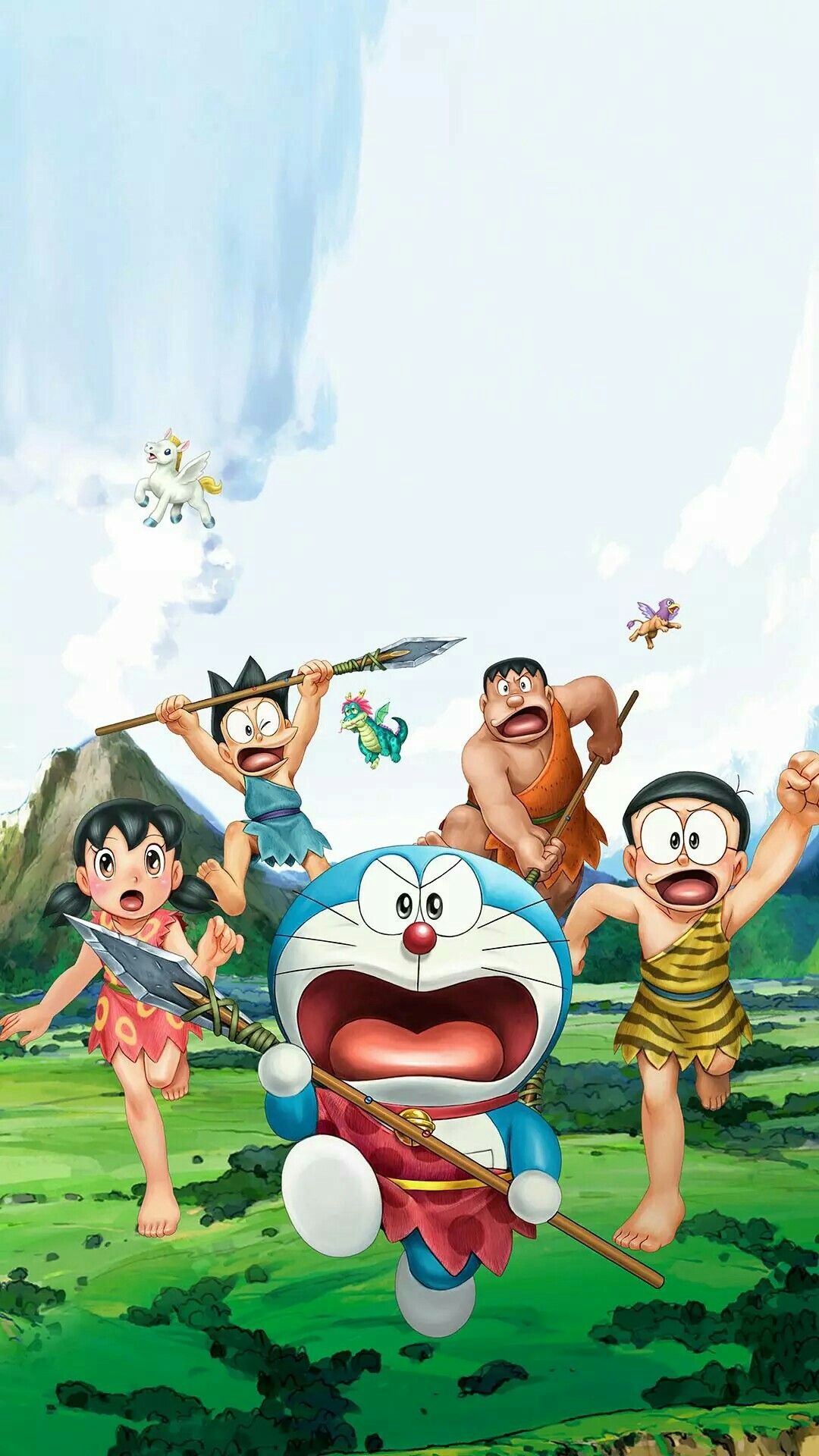 Doraemon: Nobita and the Birth of Japan, Doraemon, Nobita Nobi, Shizuka Minamoto, Takeshi Gian Goda, Full HD Phone wallpaper