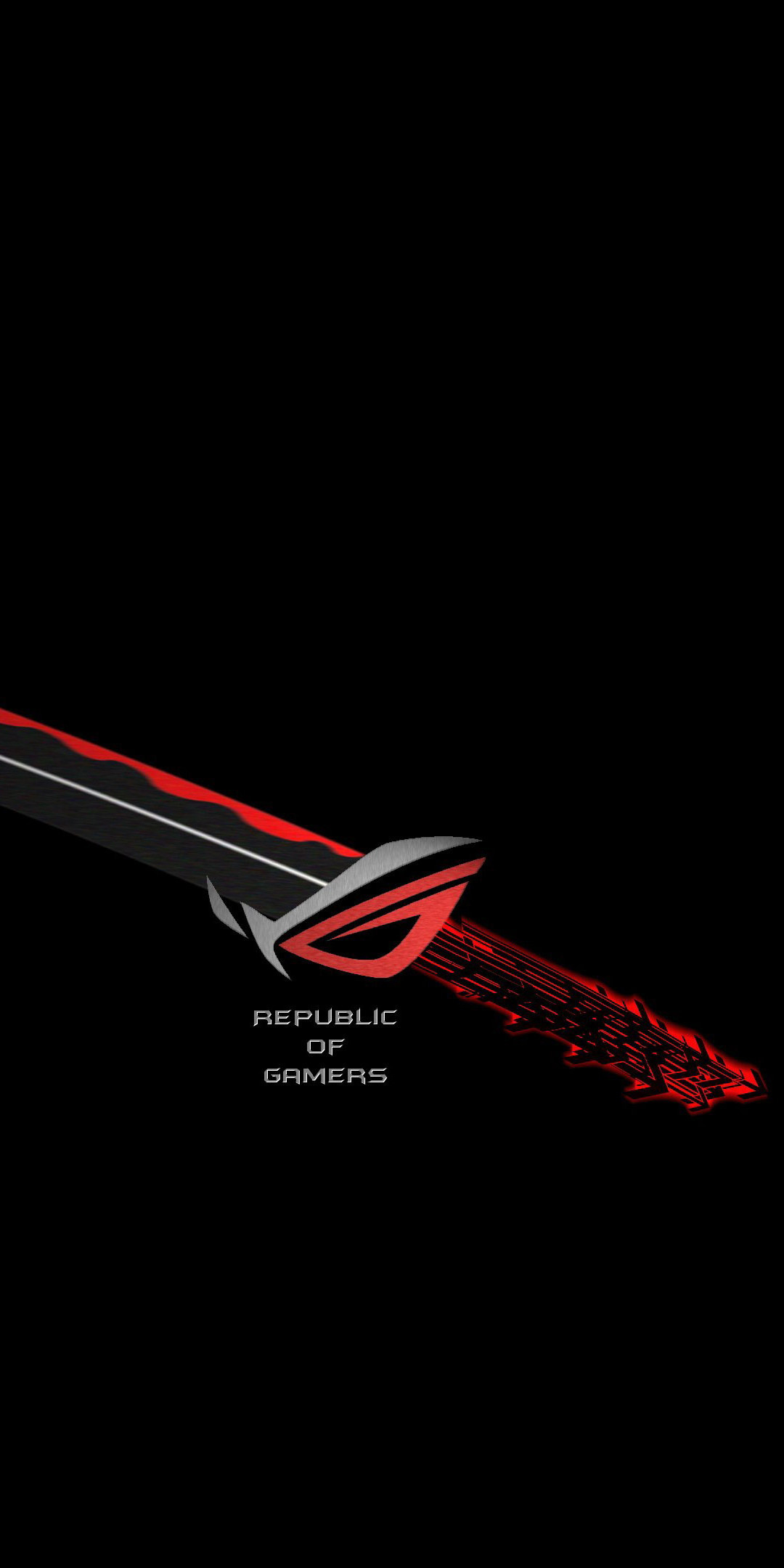 Republic of Gamers katana emblem, Republic of Gamers lettering, Black katana with red edge, HD Phone wallpaper