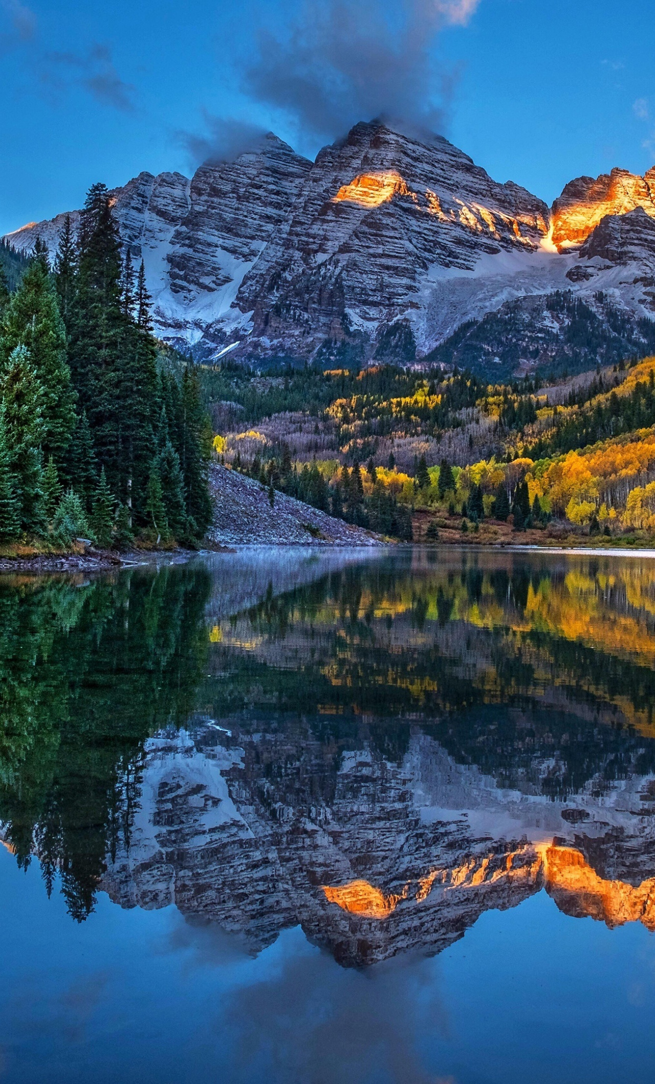 Sunny Day, Forest, Mountains, Lake, Reflections, 1280x2120 HD Phone