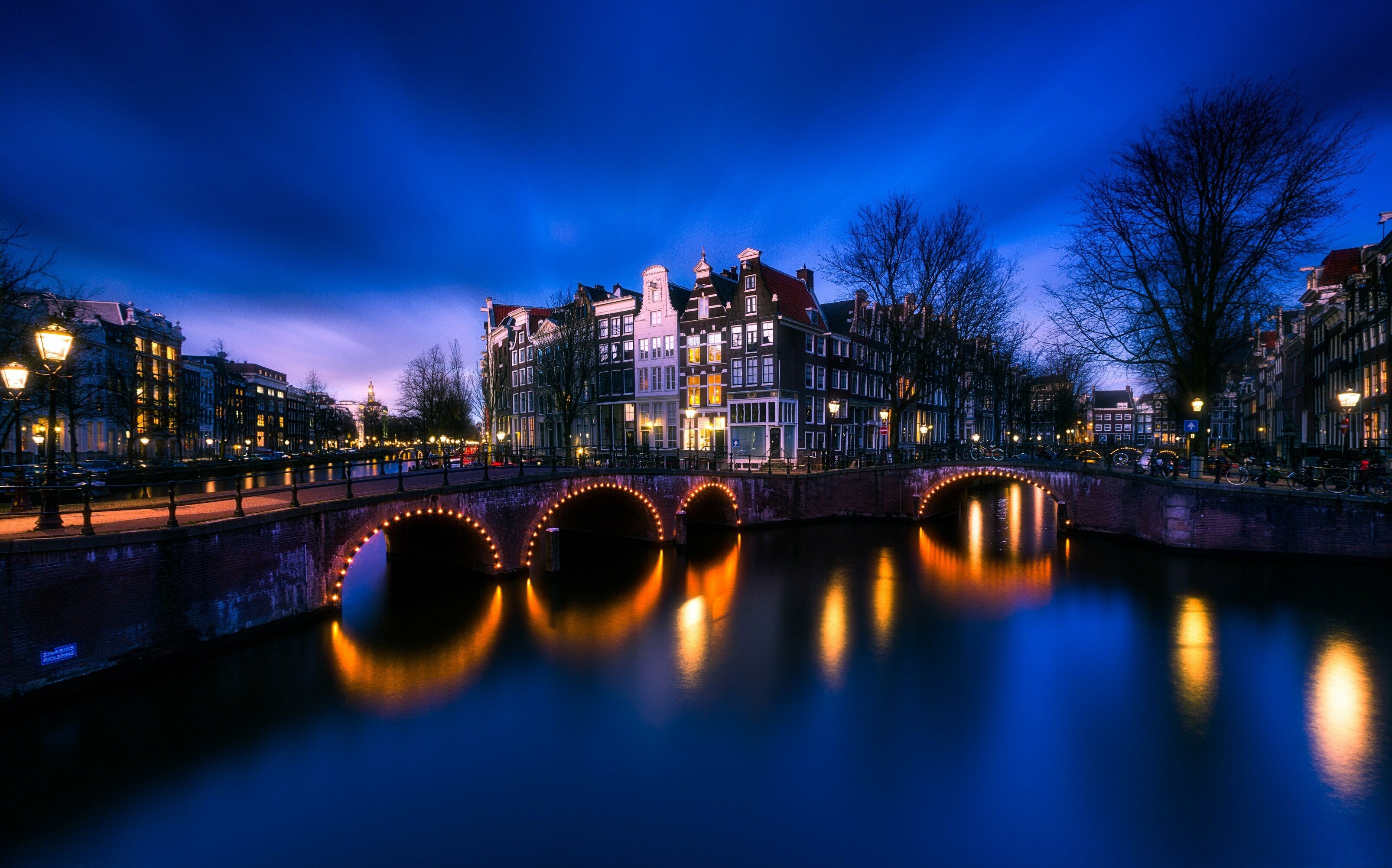 Amsterdam night lights, Netherlands travel, Urban landscape, Mobile backgrounds, 3220x2010 HD Desktop