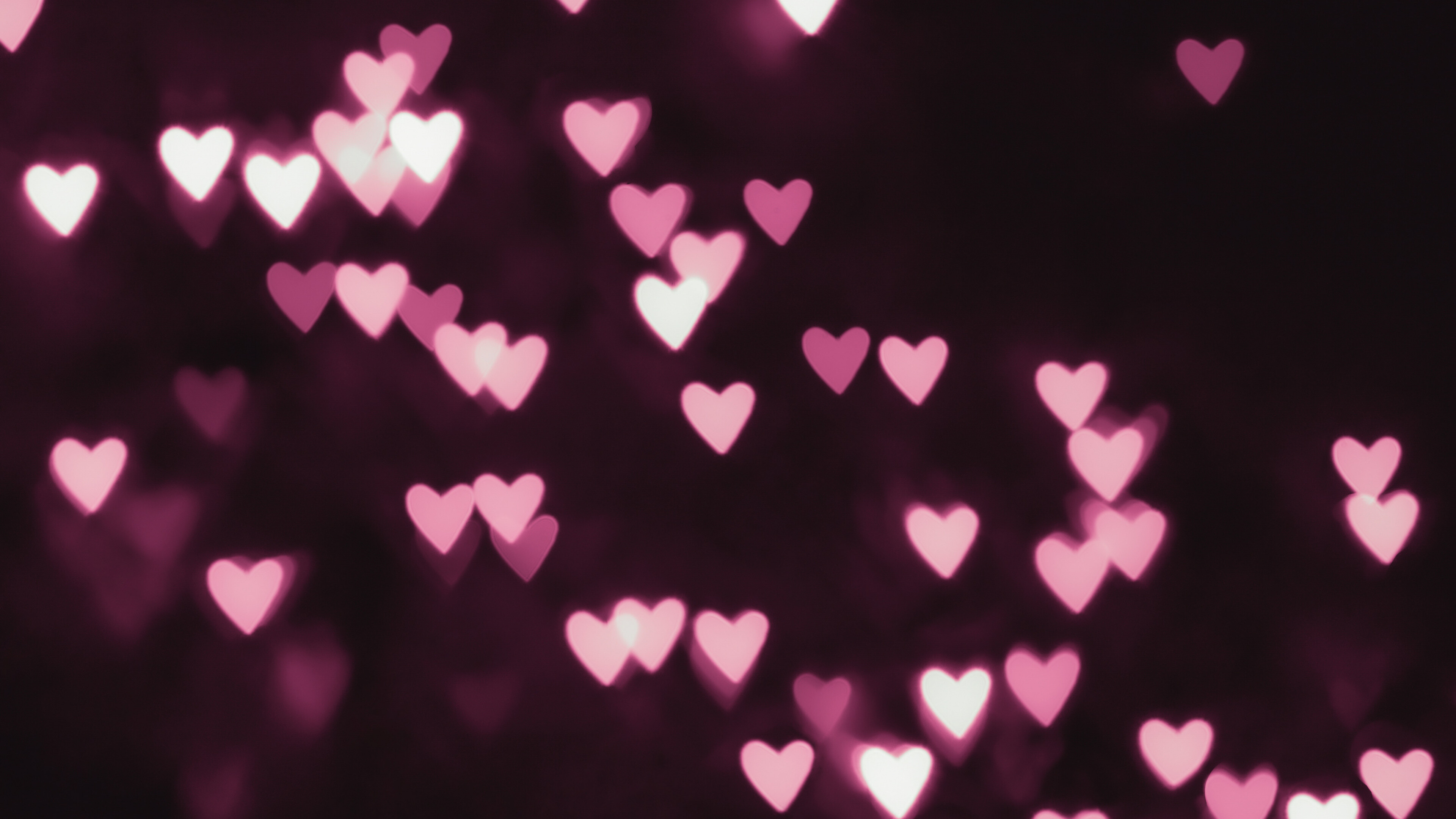 Bokeh pink hearts wallpaper, UHD, 3840x2160 4K Desktop