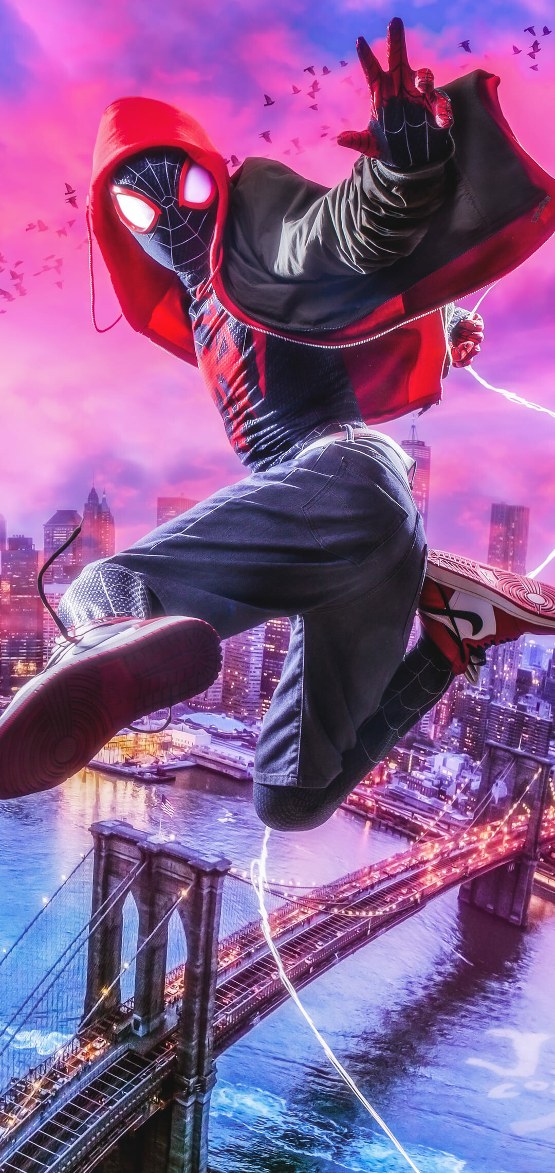 Spider-Man: Into the Spider-Verse, Animated superhero adventure, Striking Spider-Verse wallpapers, HD quality, 1080x2280 HD Phone