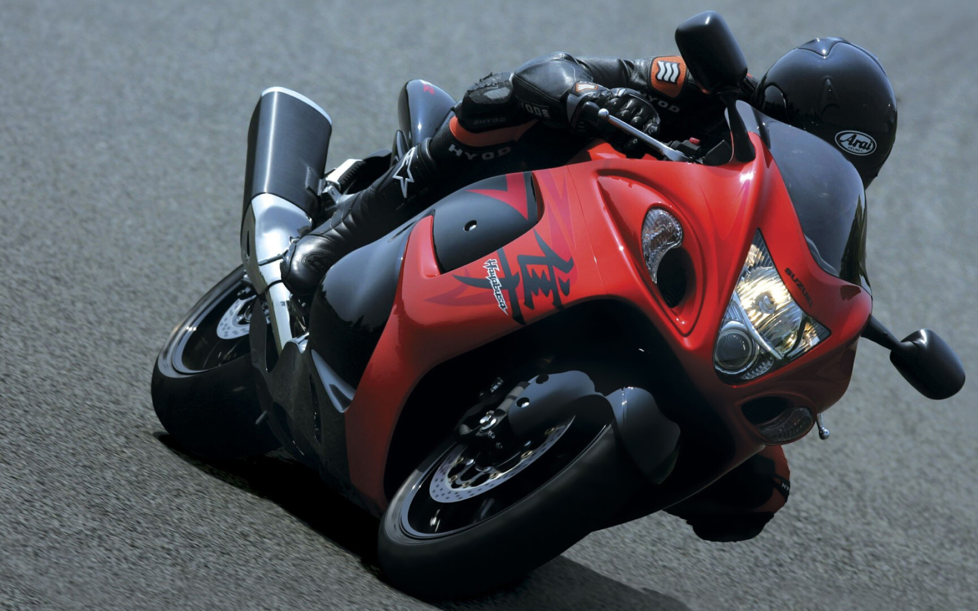 Red Suzuki Hayabusa, Race-ready machine, Front view power, Excitement unleashed, 1920x1200 HD Desktop