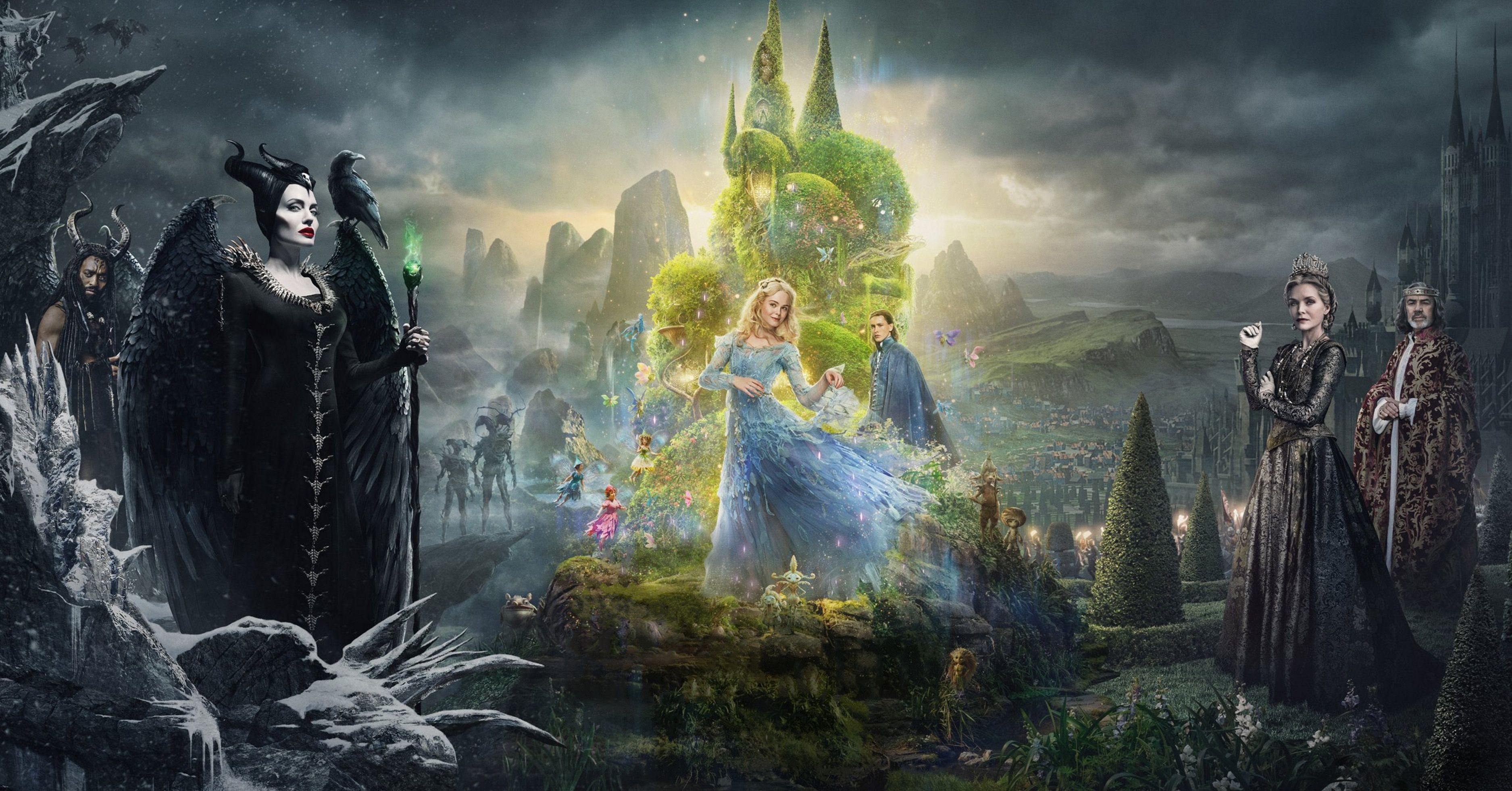 Maleficent Mistress of Evil, Top wallpapers, Dark fantasy, Movie background, 3750x1970 HD Desktop