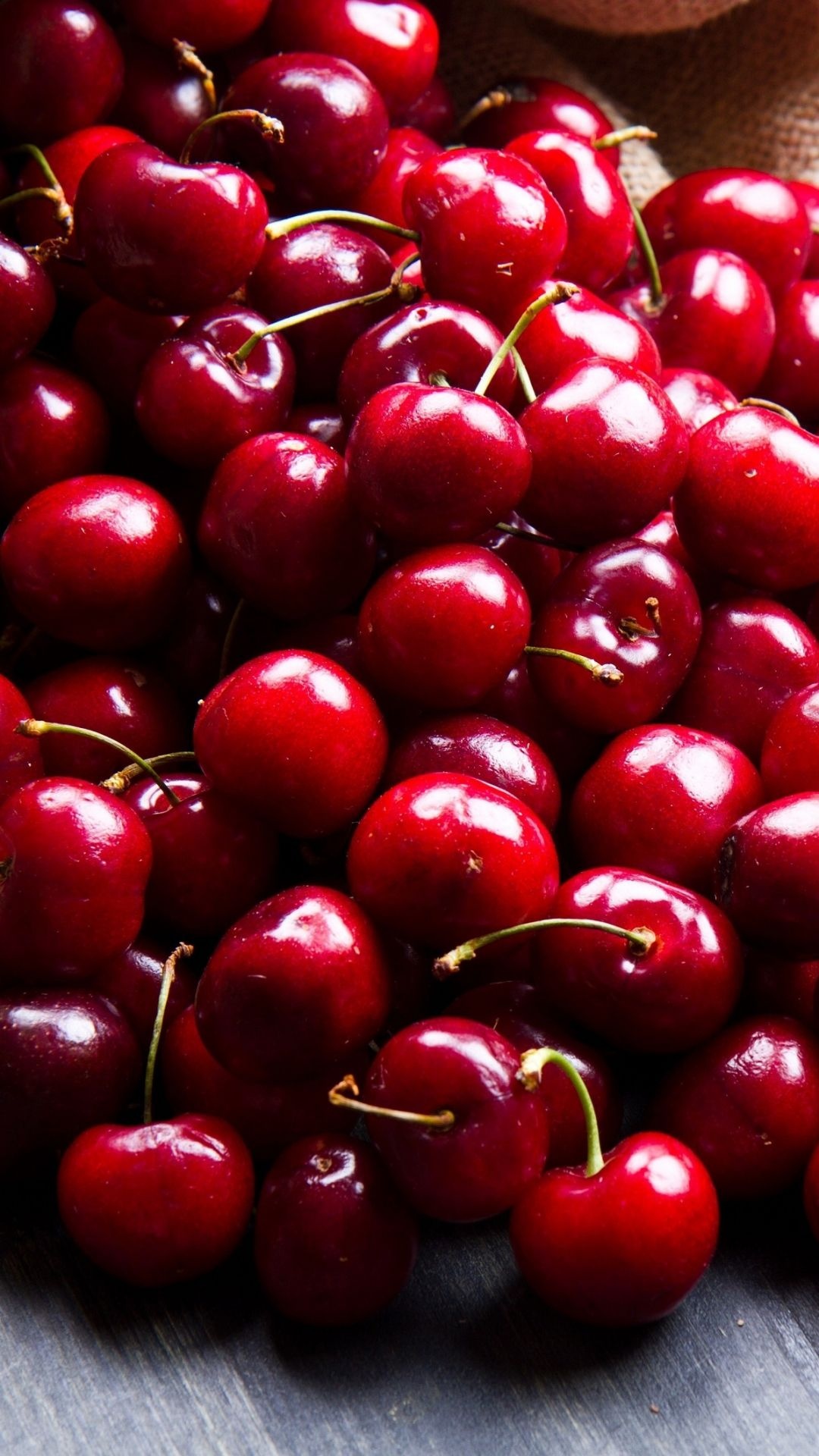 Shining red cherry fruit, Vibrant cherry wallpapers, Radiant cherry delight, Wallpaper fruit spectacle, 1080x1920 Full HD Phone