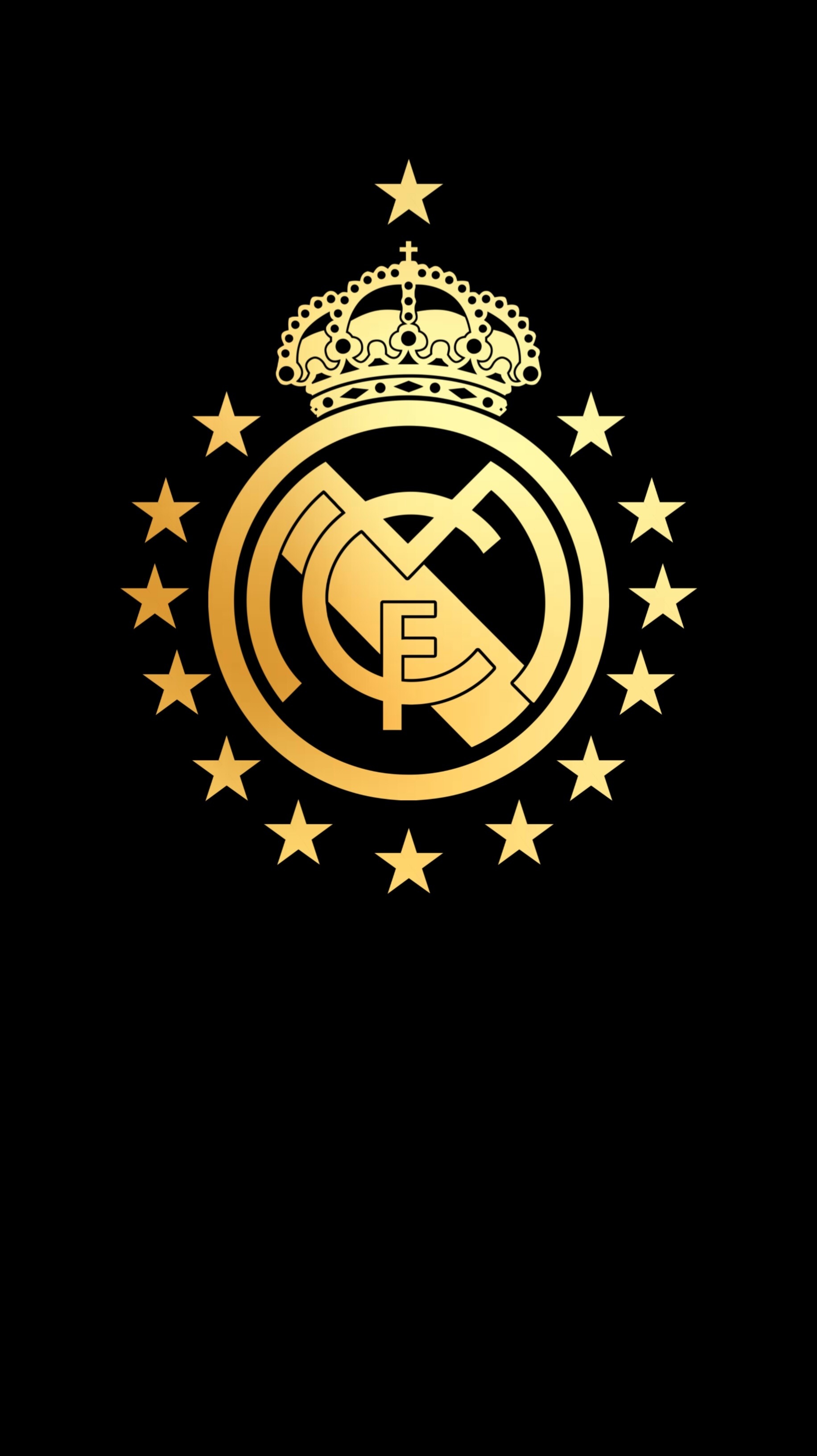 Real Madrid CF crest, thirteen gold stars, golden royal crown, HD Phone wallpaper