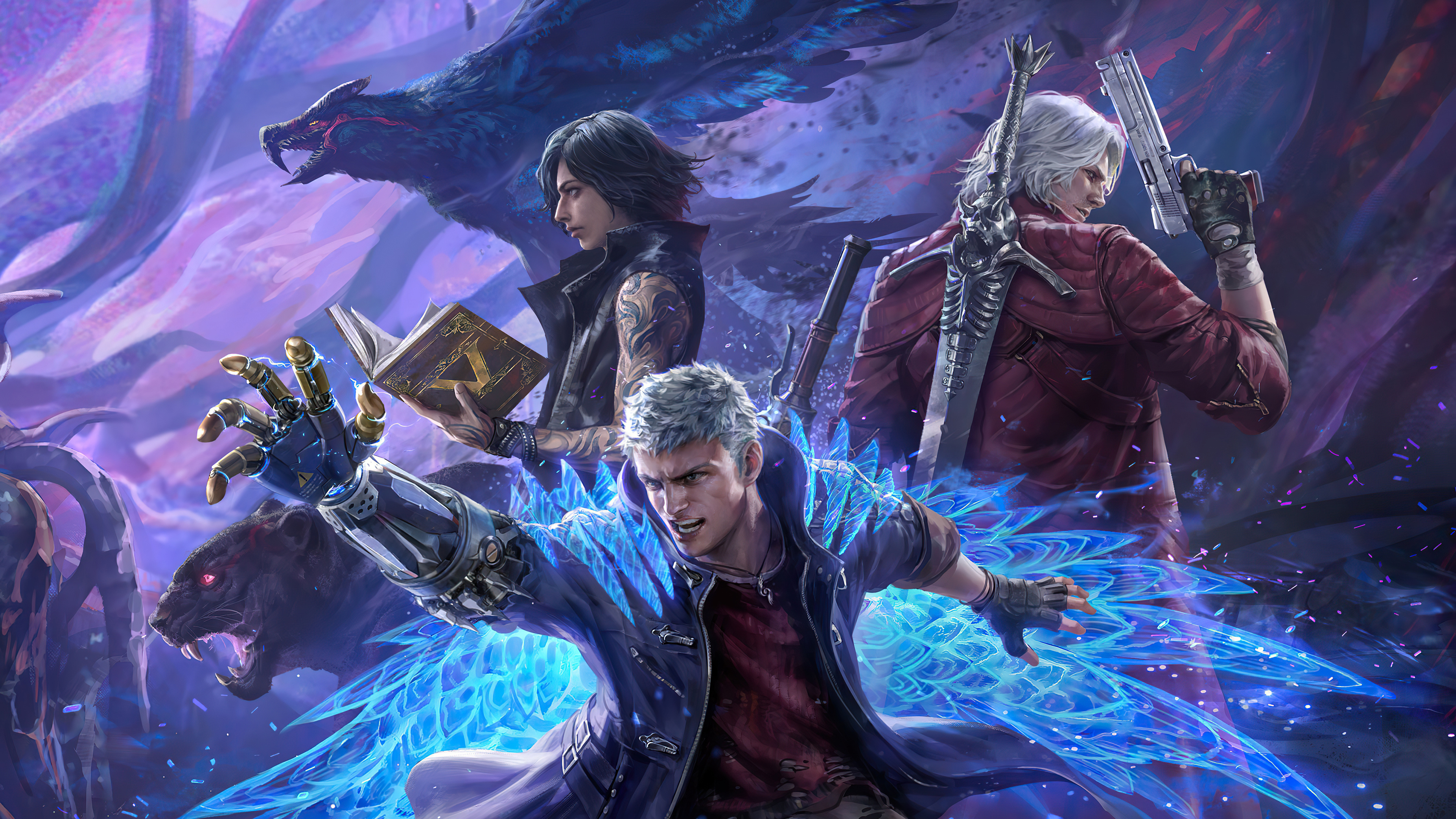 Nero, Dante, V, Griffon, 4K Desktop wallpaper