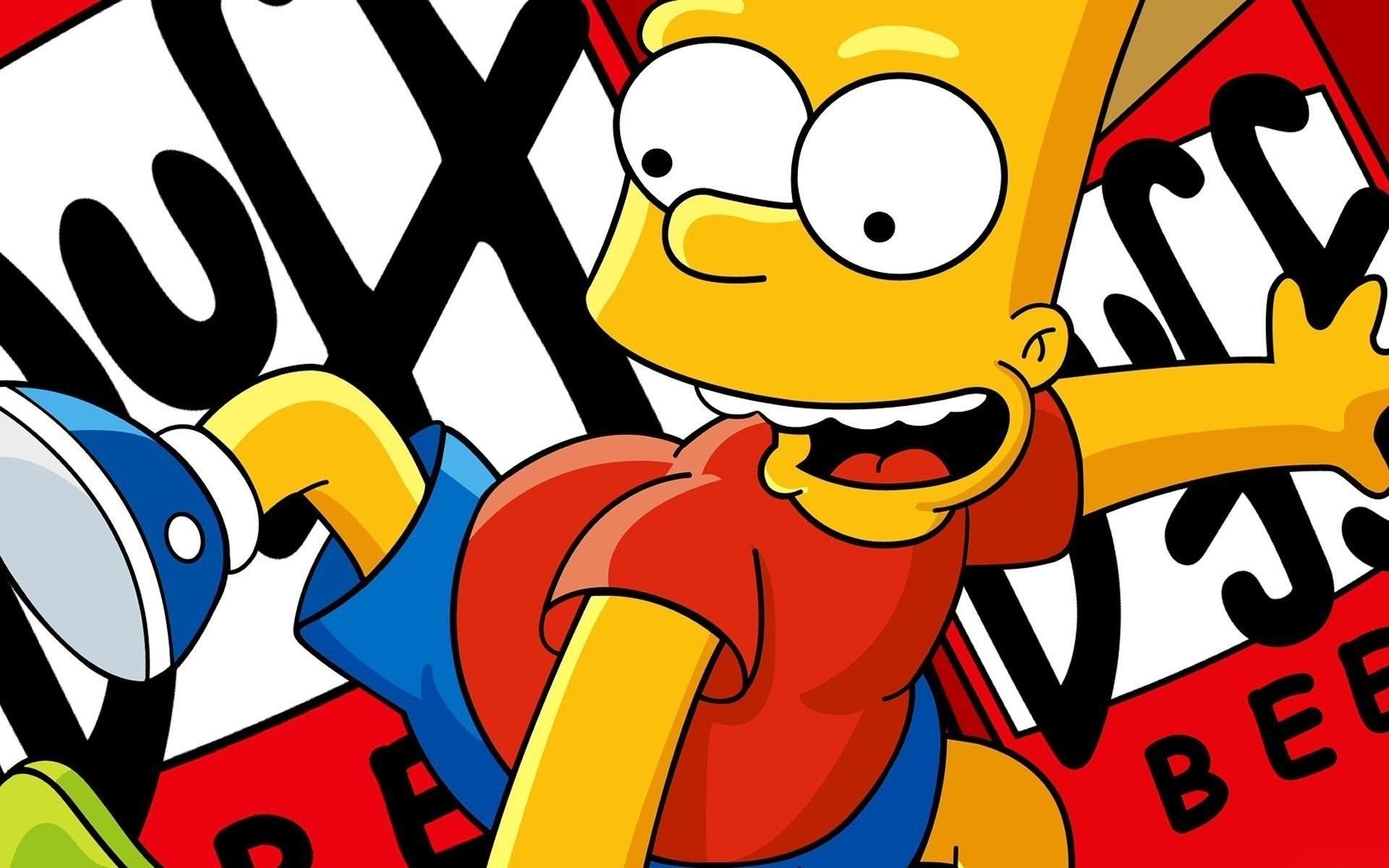 Bart Simpson, Duff Beer logo, Blue sneaker, HD Desktop wallpaper
