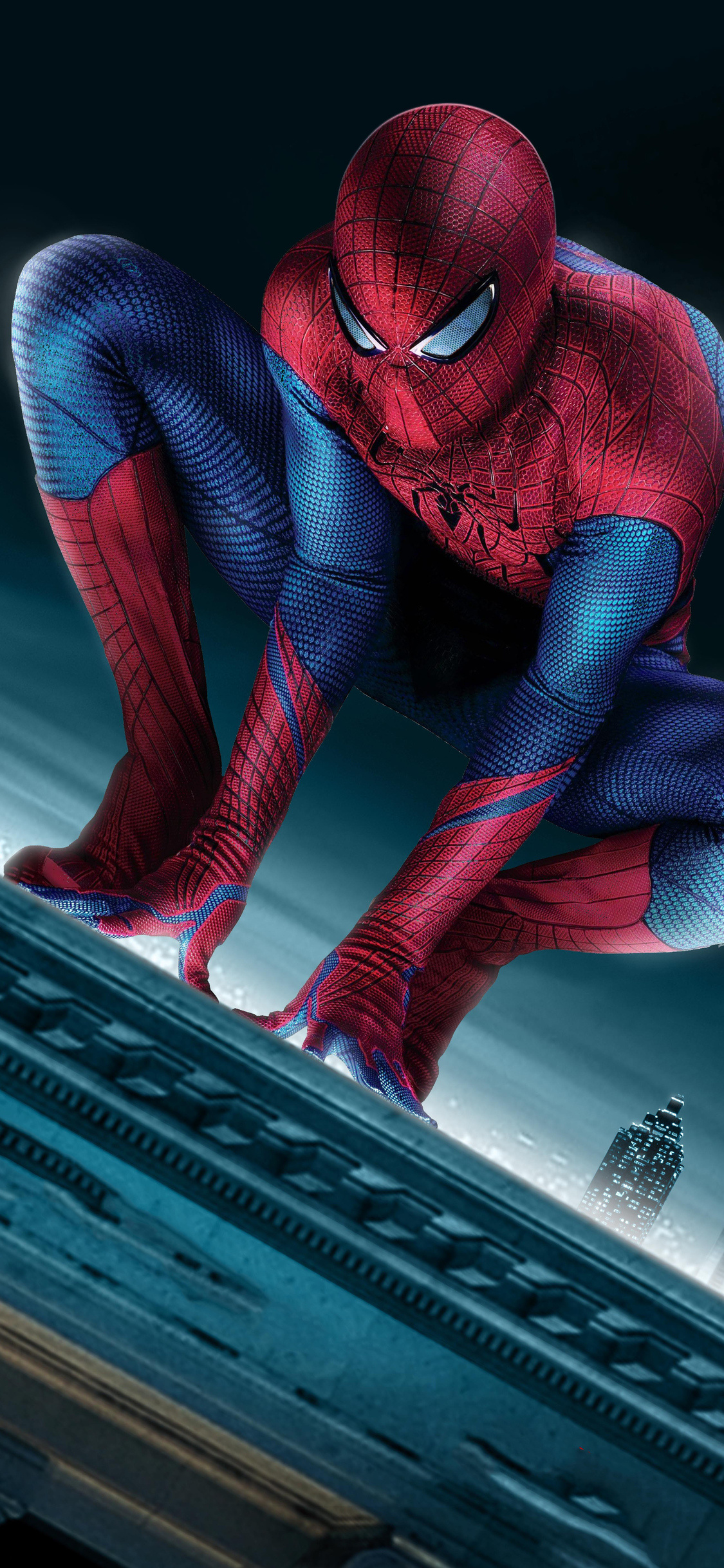 The Amazing Spider-Man, skyscraper rooftop ledge, New York City skyline, HD Phone wallpaper