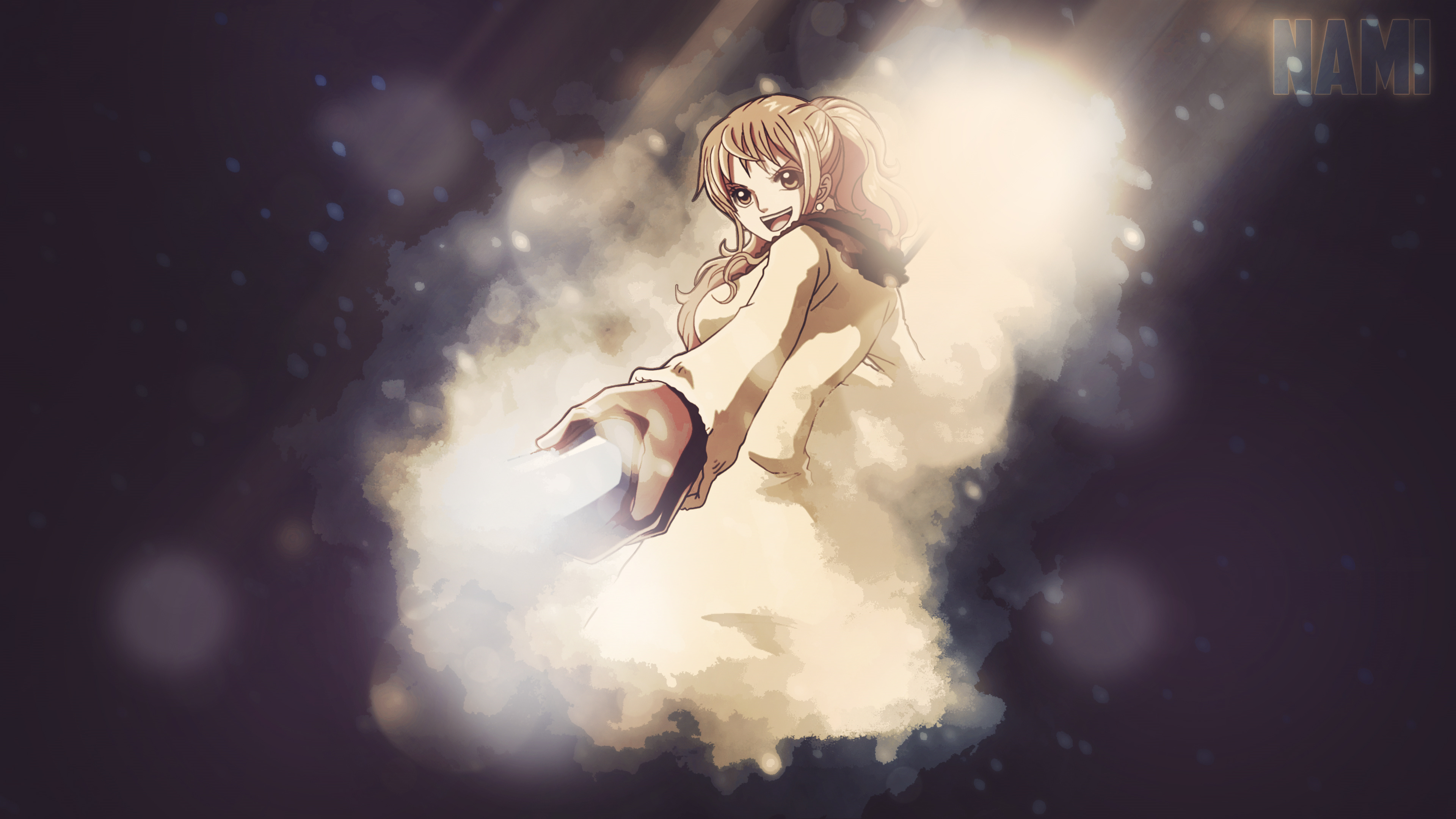 Nami, NAMI text, bright light beam, 4K Desktop wallpaper