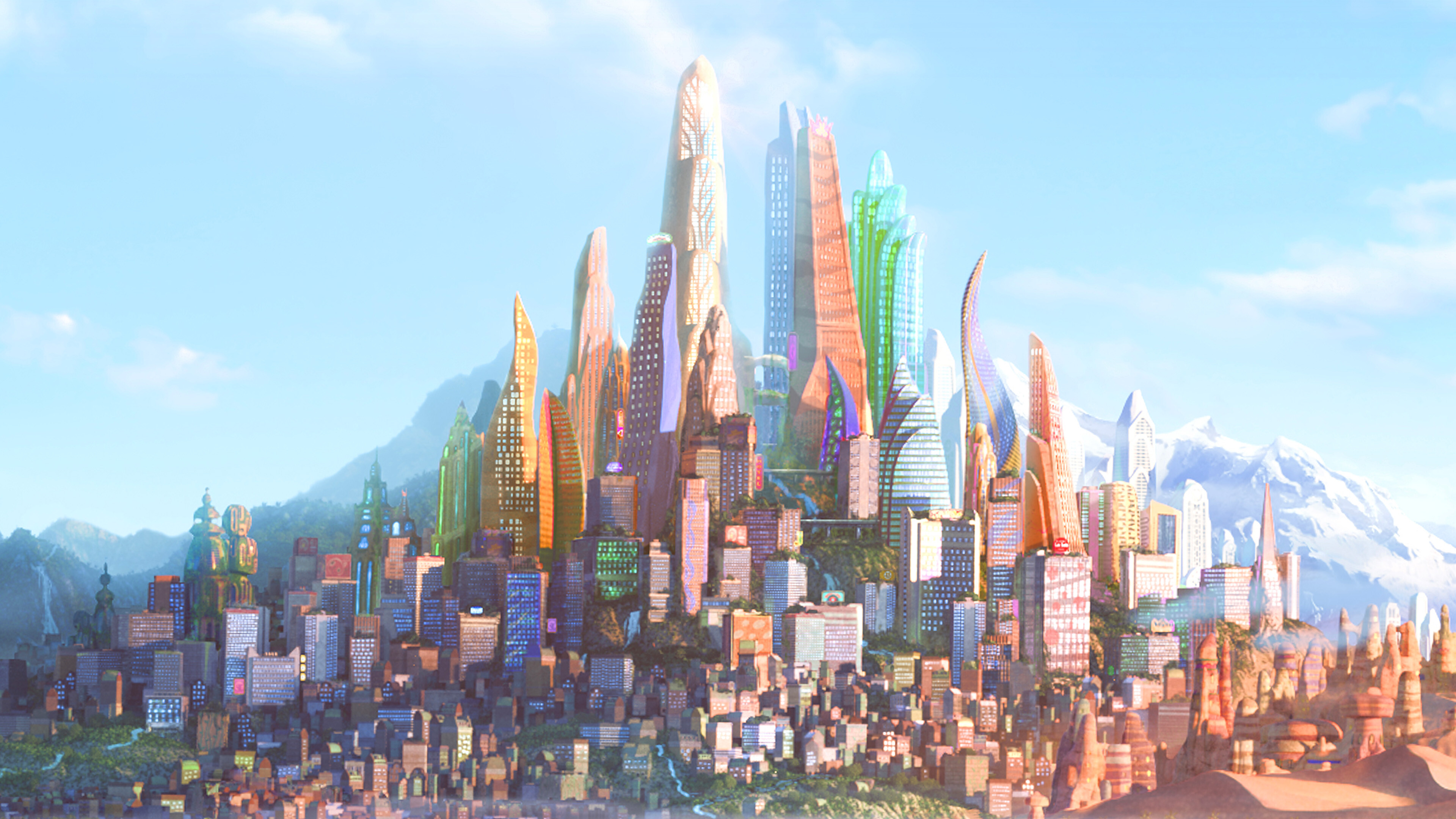 Zootopia cityscape, Disney animation, Comedy adventure, 3840x2160 4K Desktop