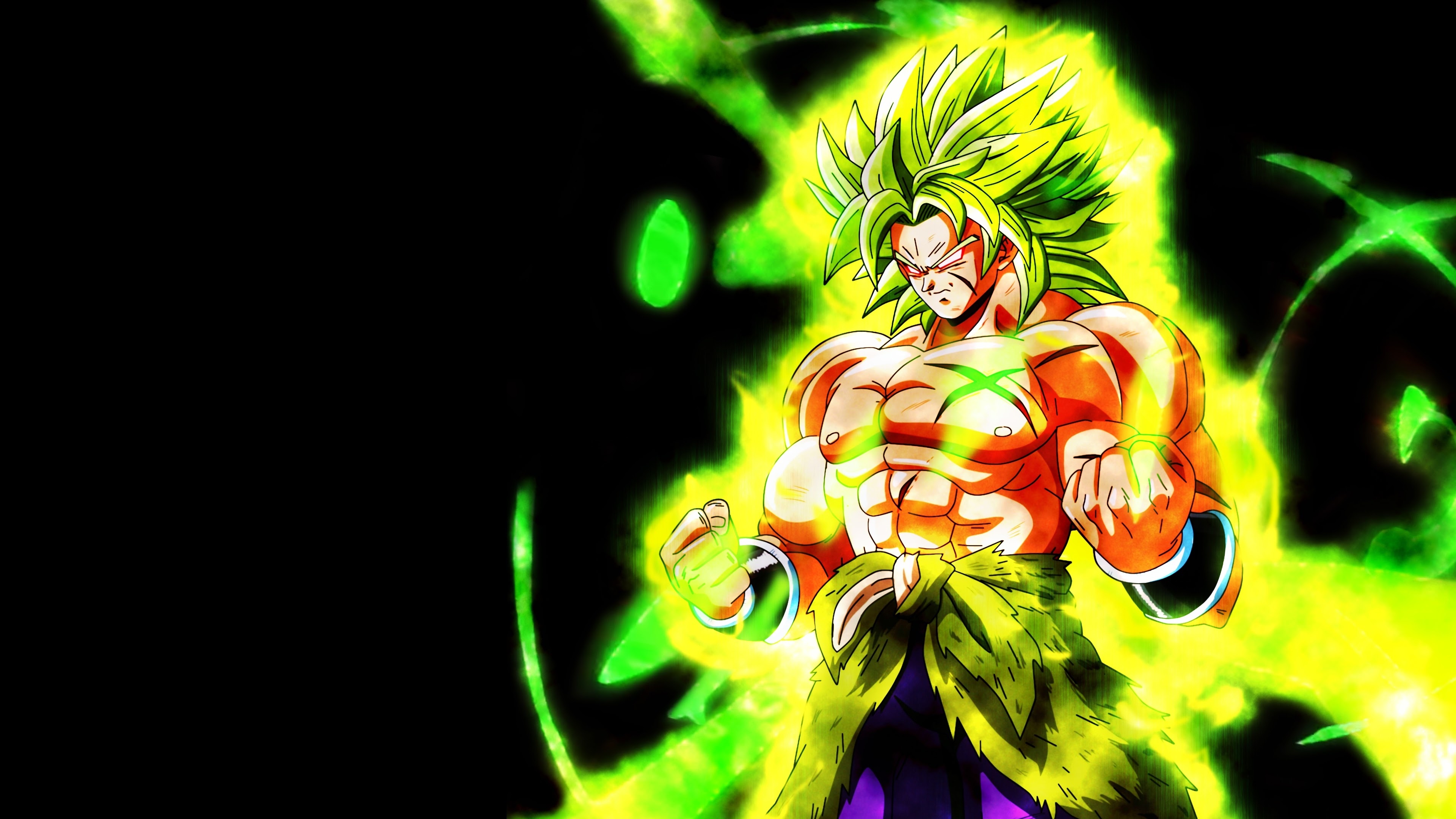 Super Saiyan Broly, Green ki aura, Dragon Ball Super, 4K Desktop wallpaper