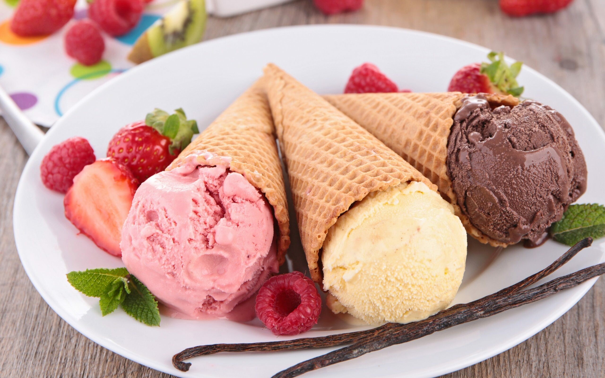 Ice Cream cones wide wallpaper, Wide-angle view, Delicious assortment, Frozen delights, 2560x1600 HD Desktop