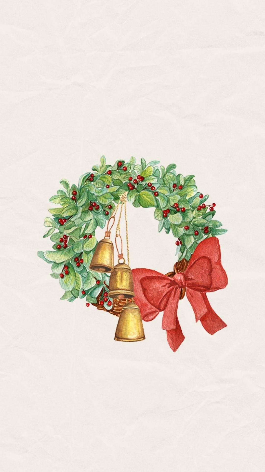 Wreath, Cute Christmas Wallpaper, 1080x1920 Full HD Phone