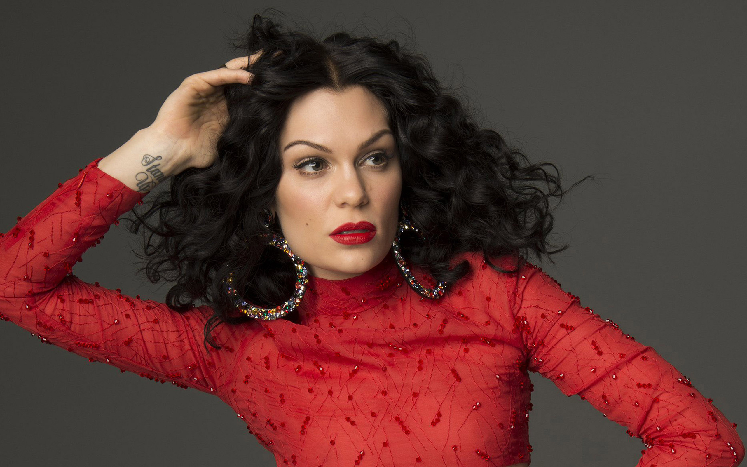 Jessie J, British singer, Red blouse, Portrait, 2560x1600 HD Desktop