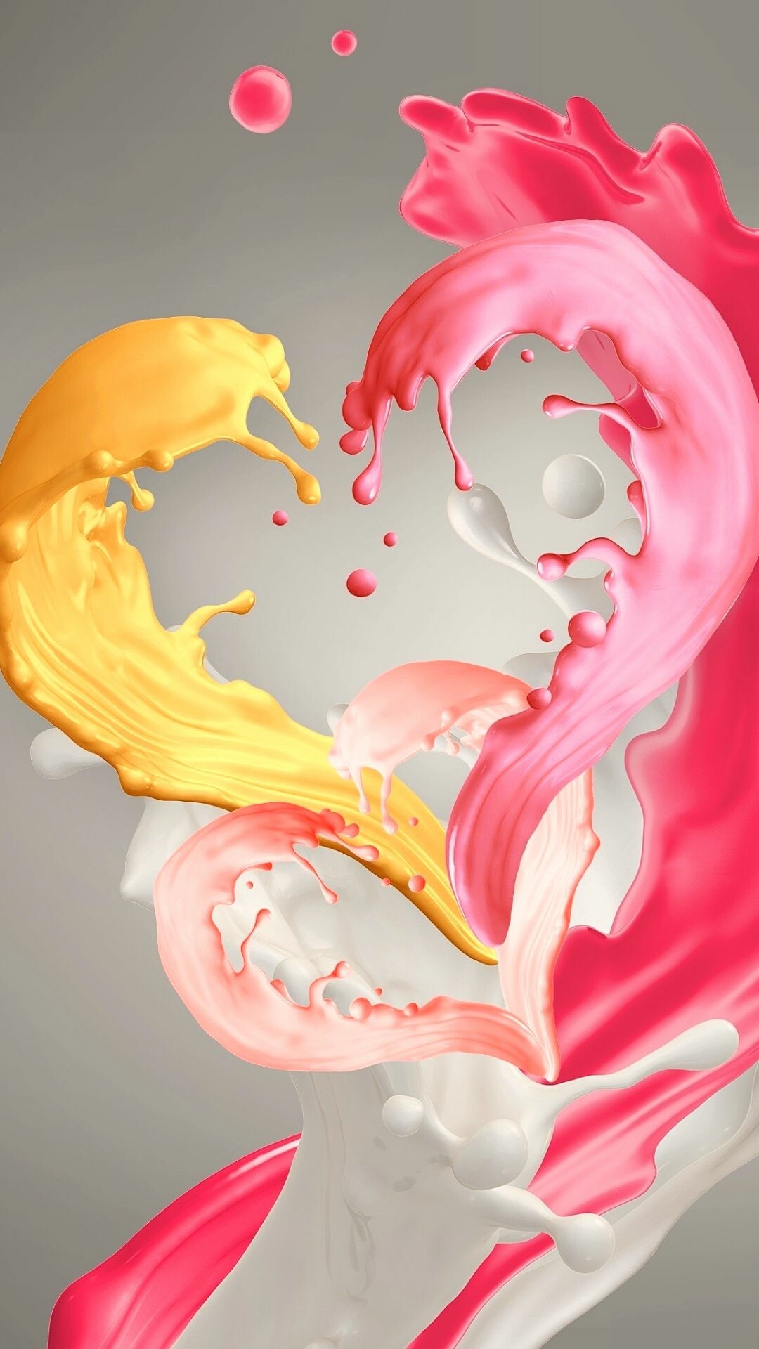 Pink and yellow paint heart, Samsung Galaxy J2 Core wallpaper, Colorful visuals, Artistic expression, 1080x1920 Full HD Phone