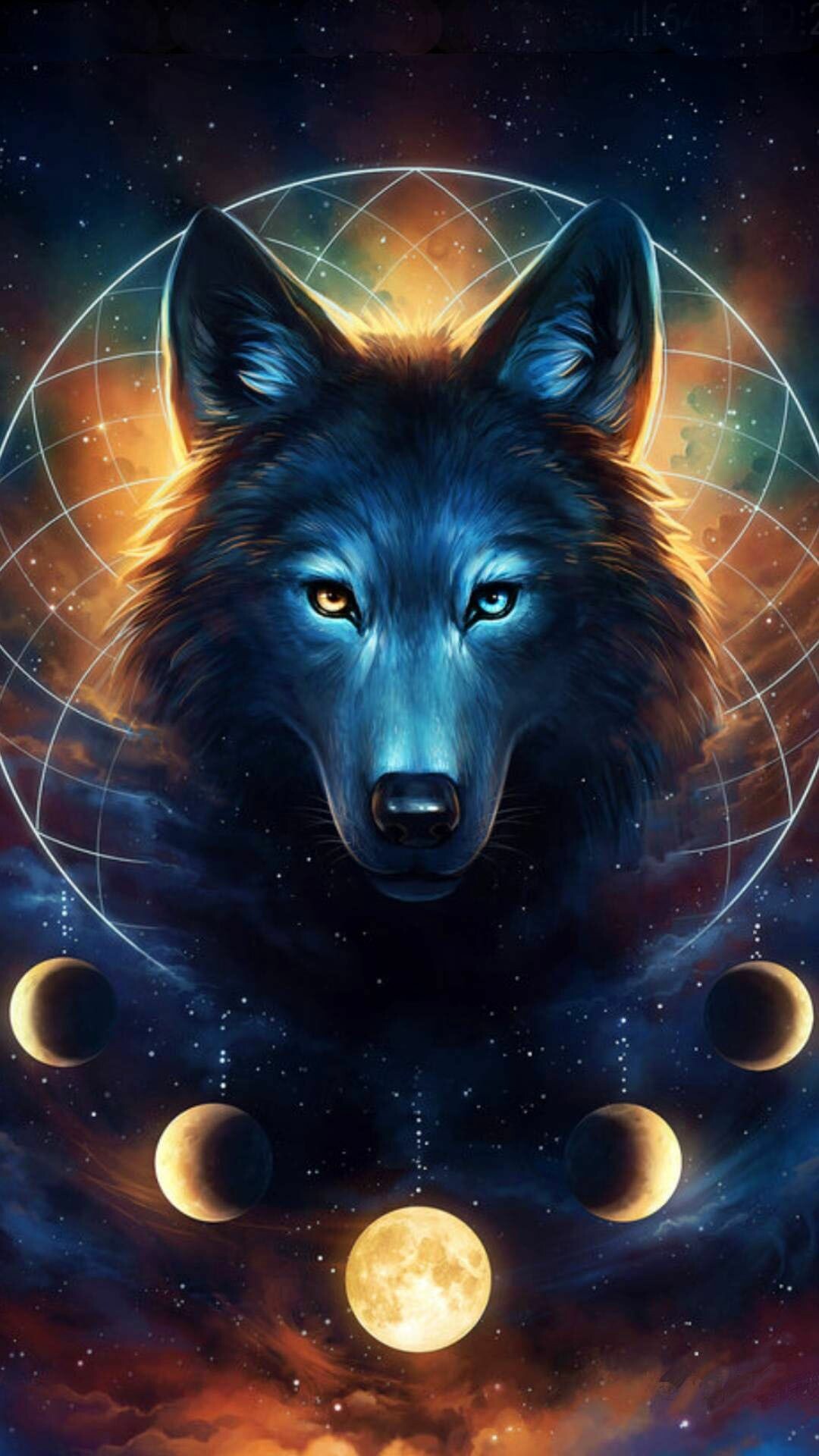 Anime wolf drawing, Dark enchantment, Artistic portrayal, Mesmerizing eyes, 1080x1920 Full HD Phone