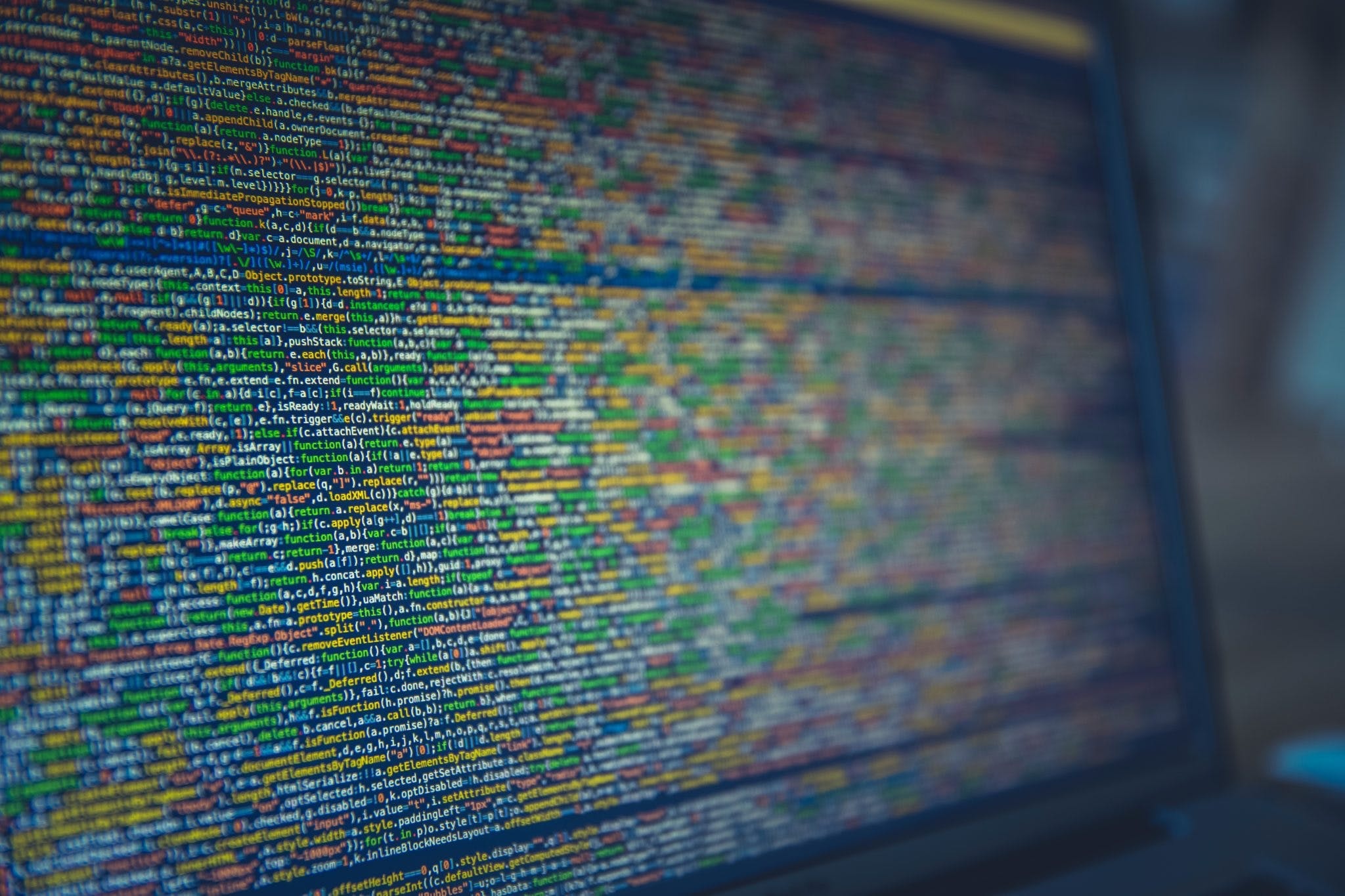 minified jQuery source code, syntax highlighted code, computer screen display, HD Desktop wallpaper