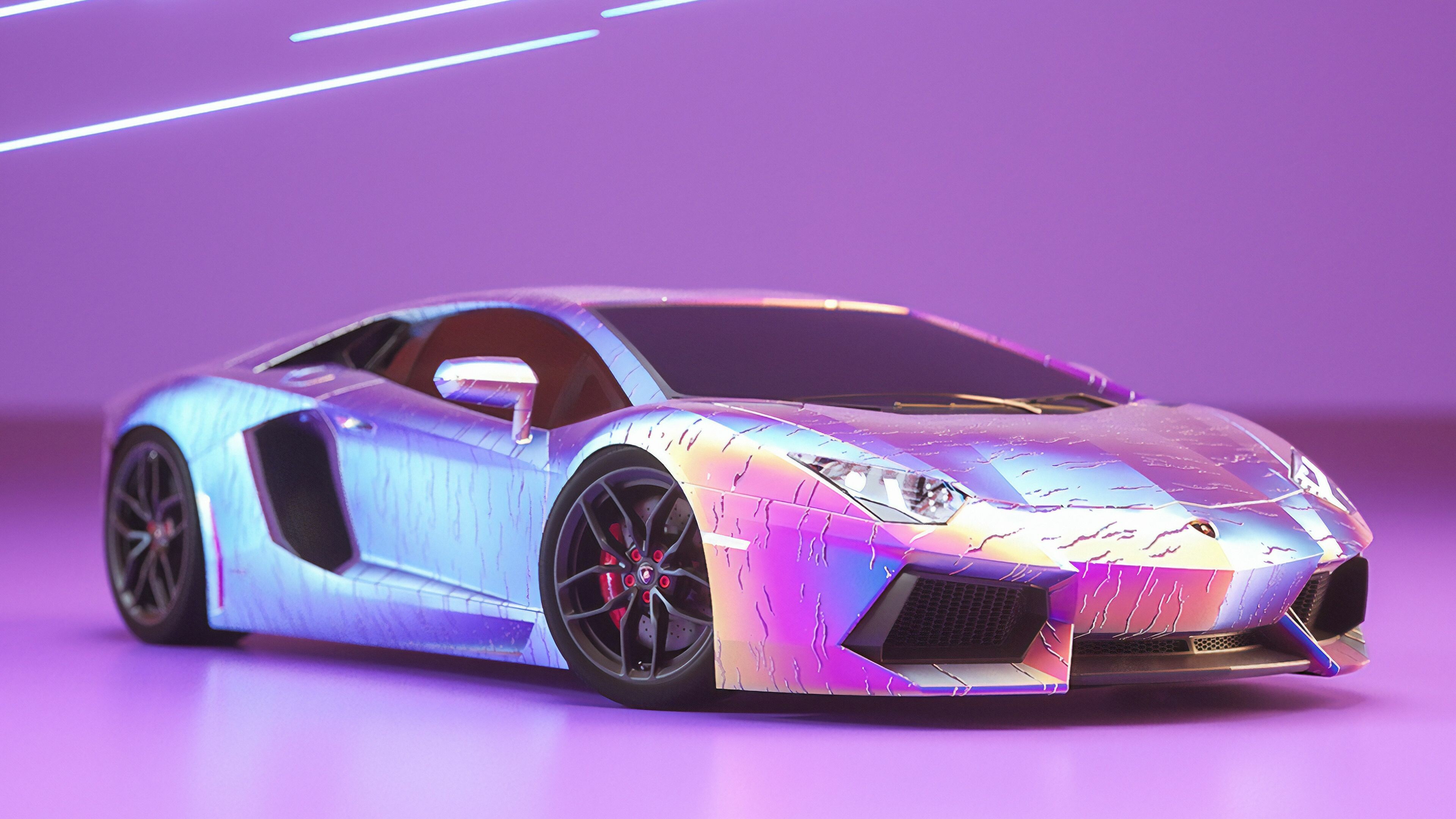 Purple Lambo, Sleek design, Luxury and power, Eye-catching aesthetics, 3840x2160 4K Desktop